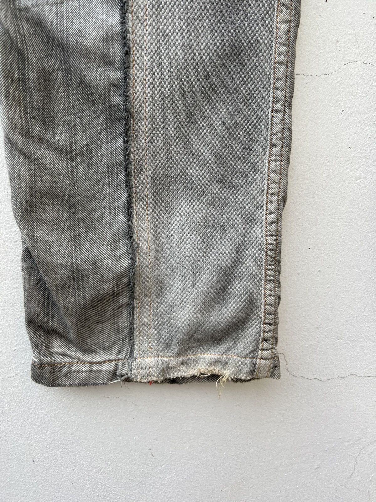 Vintage Mizra Japan Dirty Wash Sashiko Denim Distress Wide Leg Jeans Size US 30 / EU 46 - 16 Thumbnail