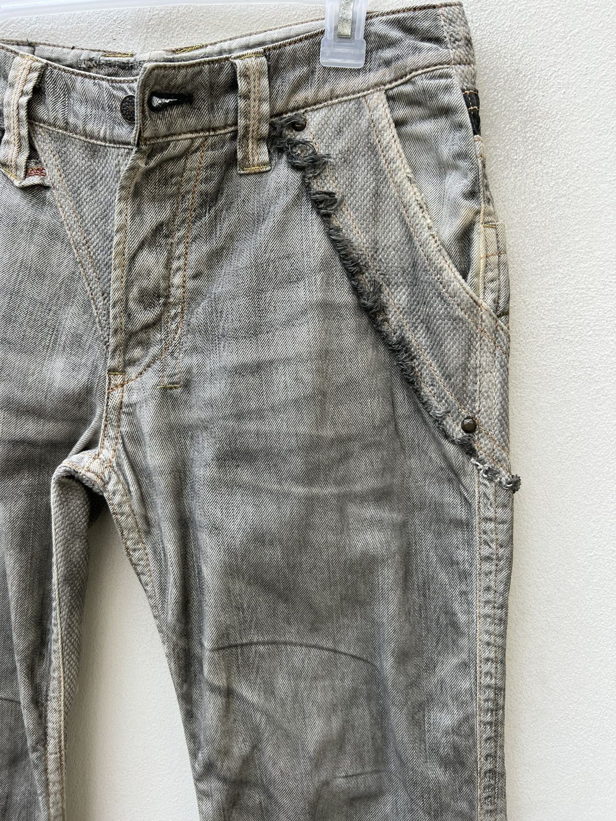 Vintage Mizra Japan Dirty Wash Sashiko Denim Distress Wide Leg Jeans Size US 30 / EU 46 - 11 Thumbnail