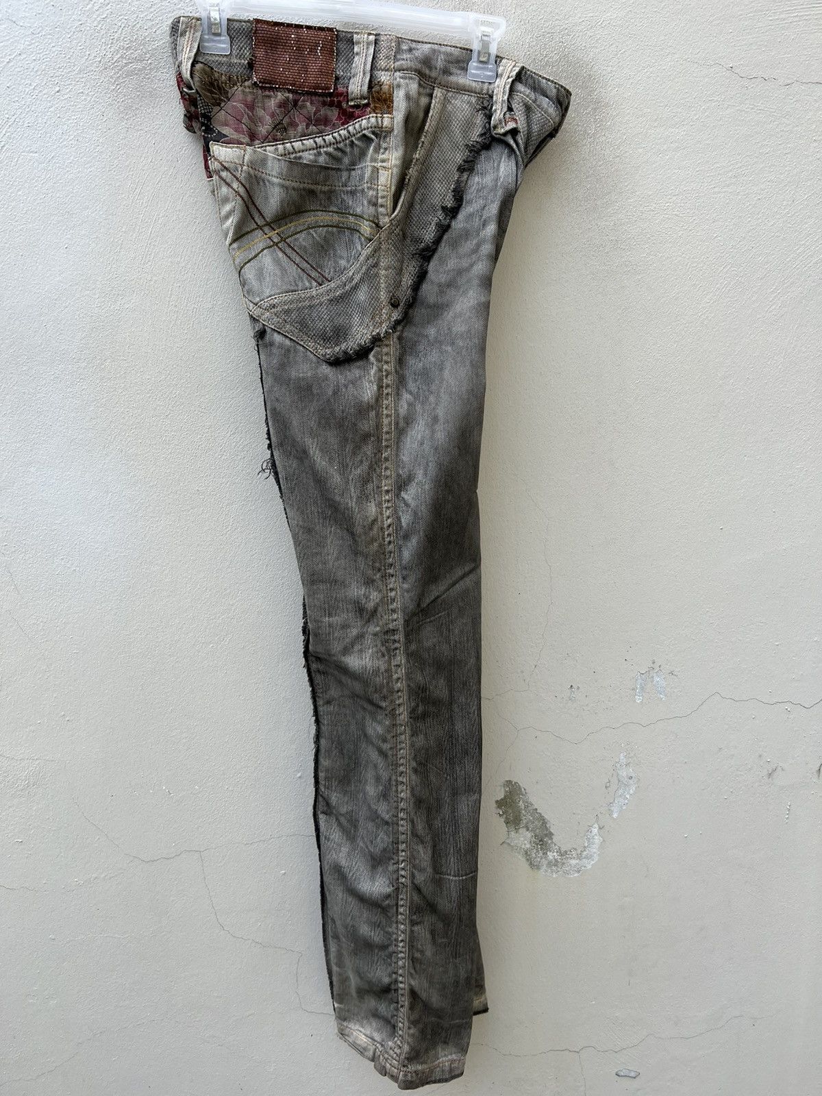 Vintage Mizra Japan Dirty Wash Sashiko Denim Distress Wide Leg Jeans Size US 30 / EU 46 - 20 Thumbnail