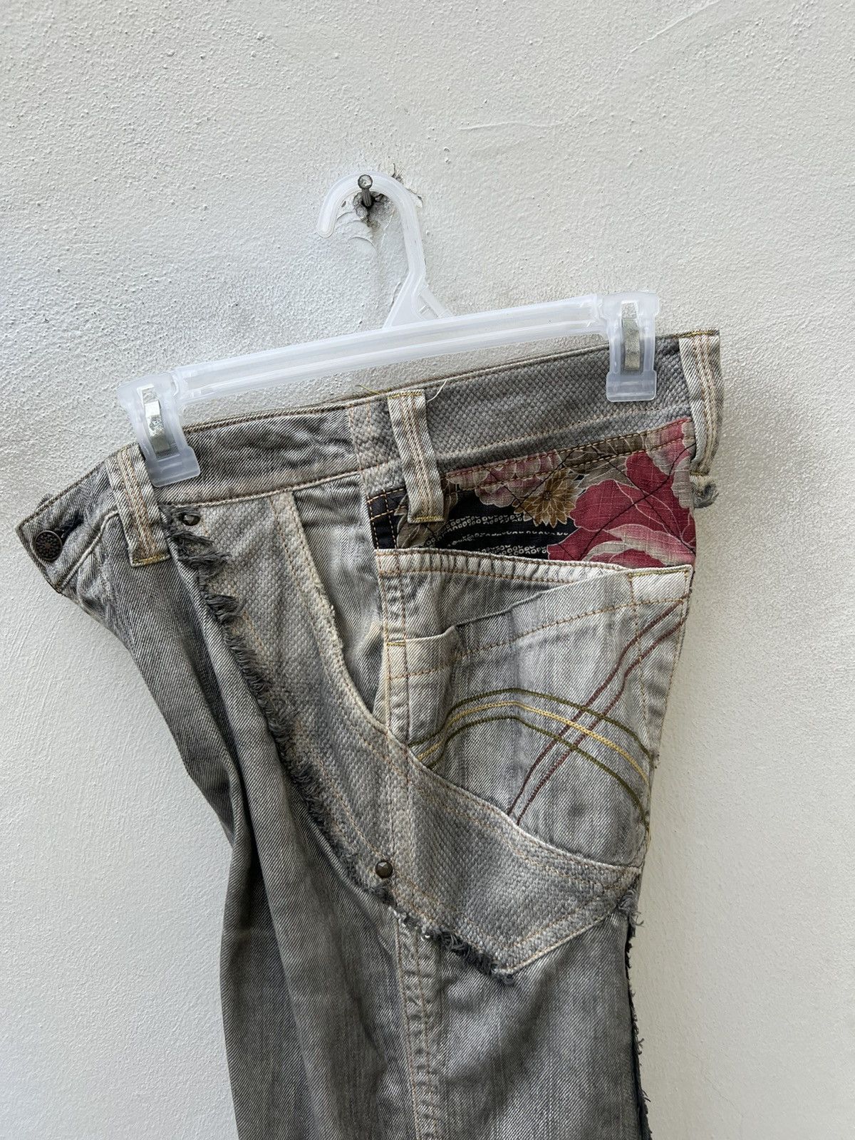 Vintage Mizra Japan Dirty Wash Sashiko Denim Distress Wide Leg Jeans Size US 30 / EU 46 - 23 Thumbnail
