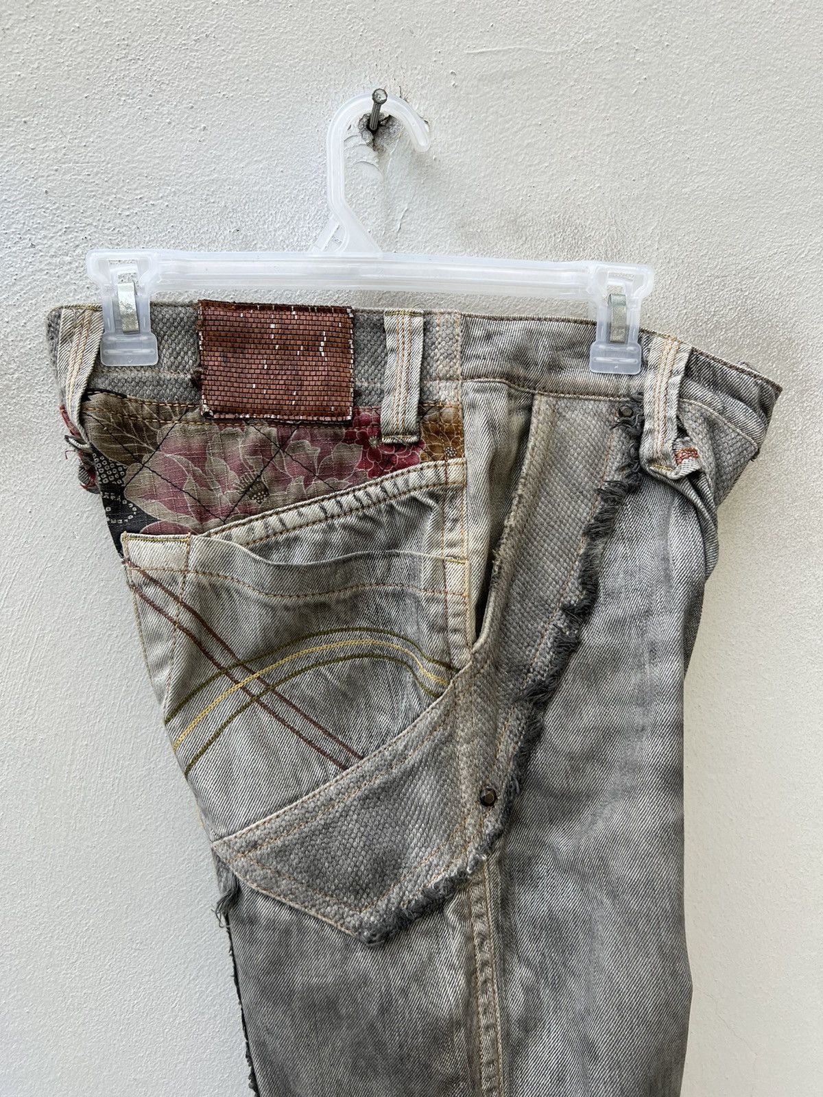 Vintage Mizra Japan Dirty Wash Sashiko Denim Distress Wide Leg Jeans Size US 30 / EU 46 - 21 Thumbnail