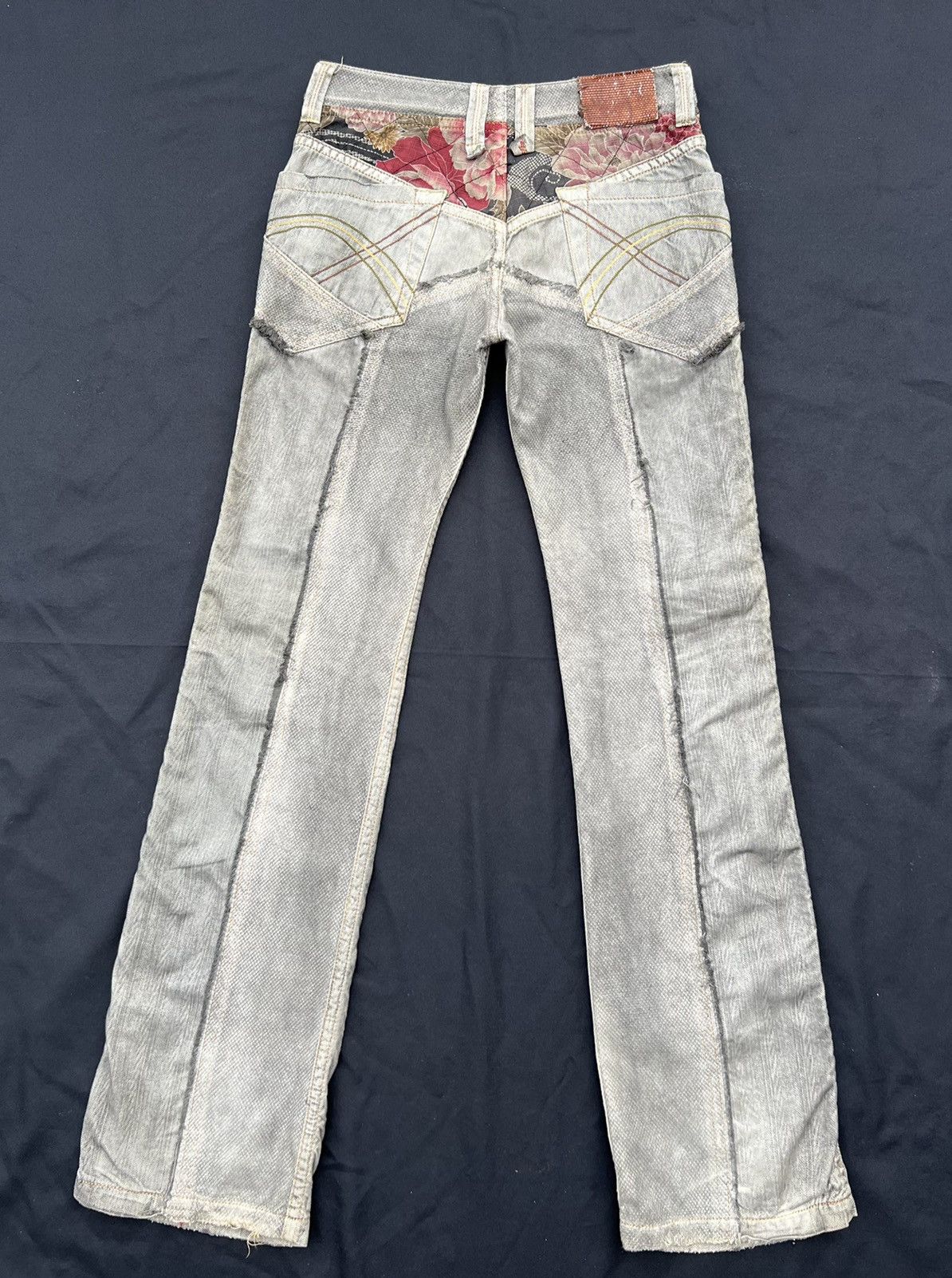 Vintage Mizra Japan Dirty Wash Sashiko Denim Distress Wide Leg Jeans Size US 30 / EU 46 - 5 Thumbnail