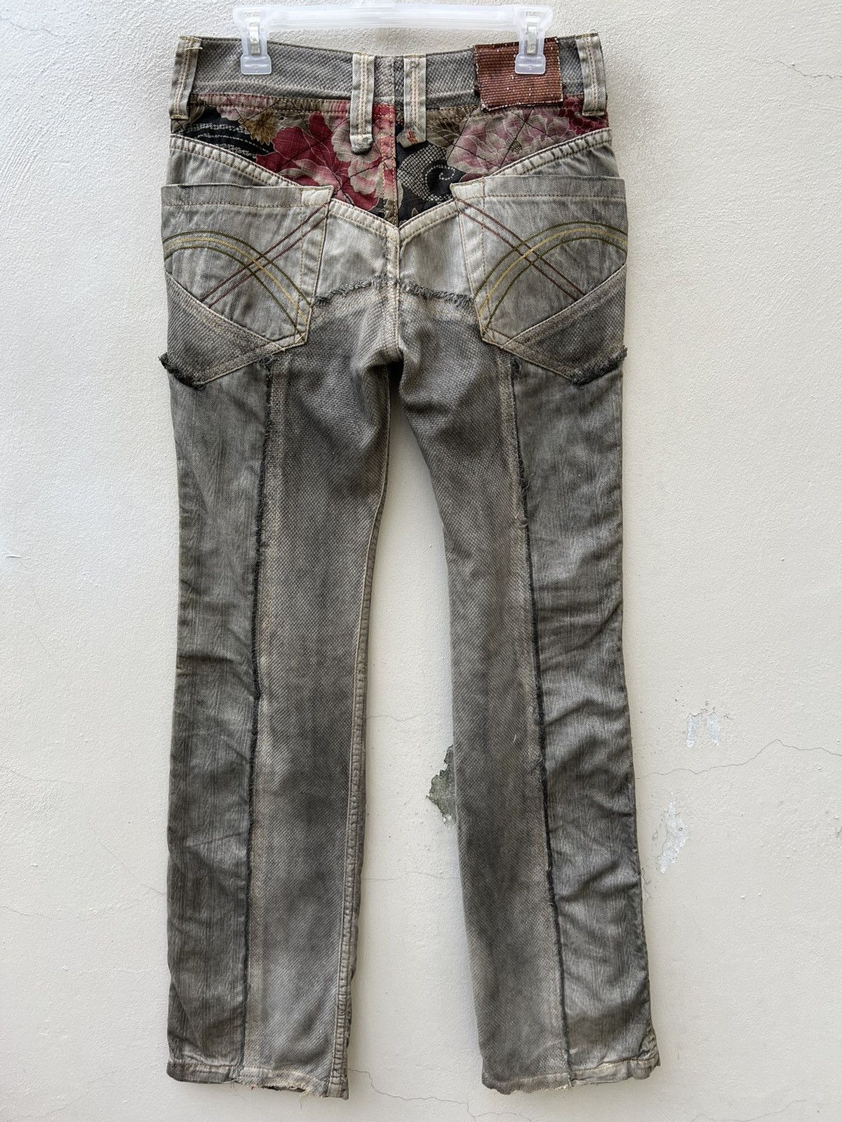 Vintage Mizra Japan Dirty Wash Sashiko Denim Distress Wide Leg Jeans Size US 30 / EU 46 - 14 Thumbnail