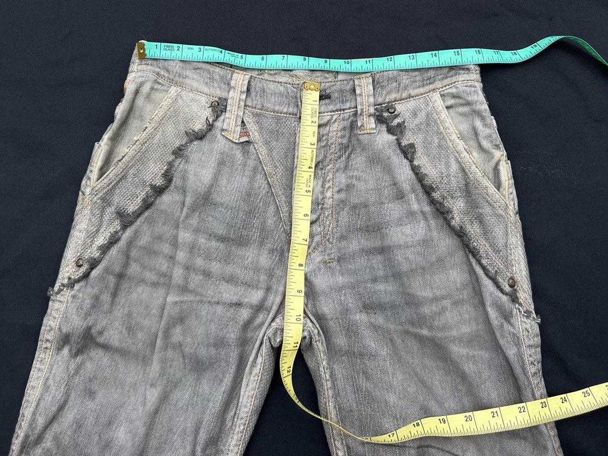 Vintage Mizra Japan Dirty Wash Sashiko Denim Distress Wide Leg Jeans Size US 30 / EU 46 - 2 Thumbnail