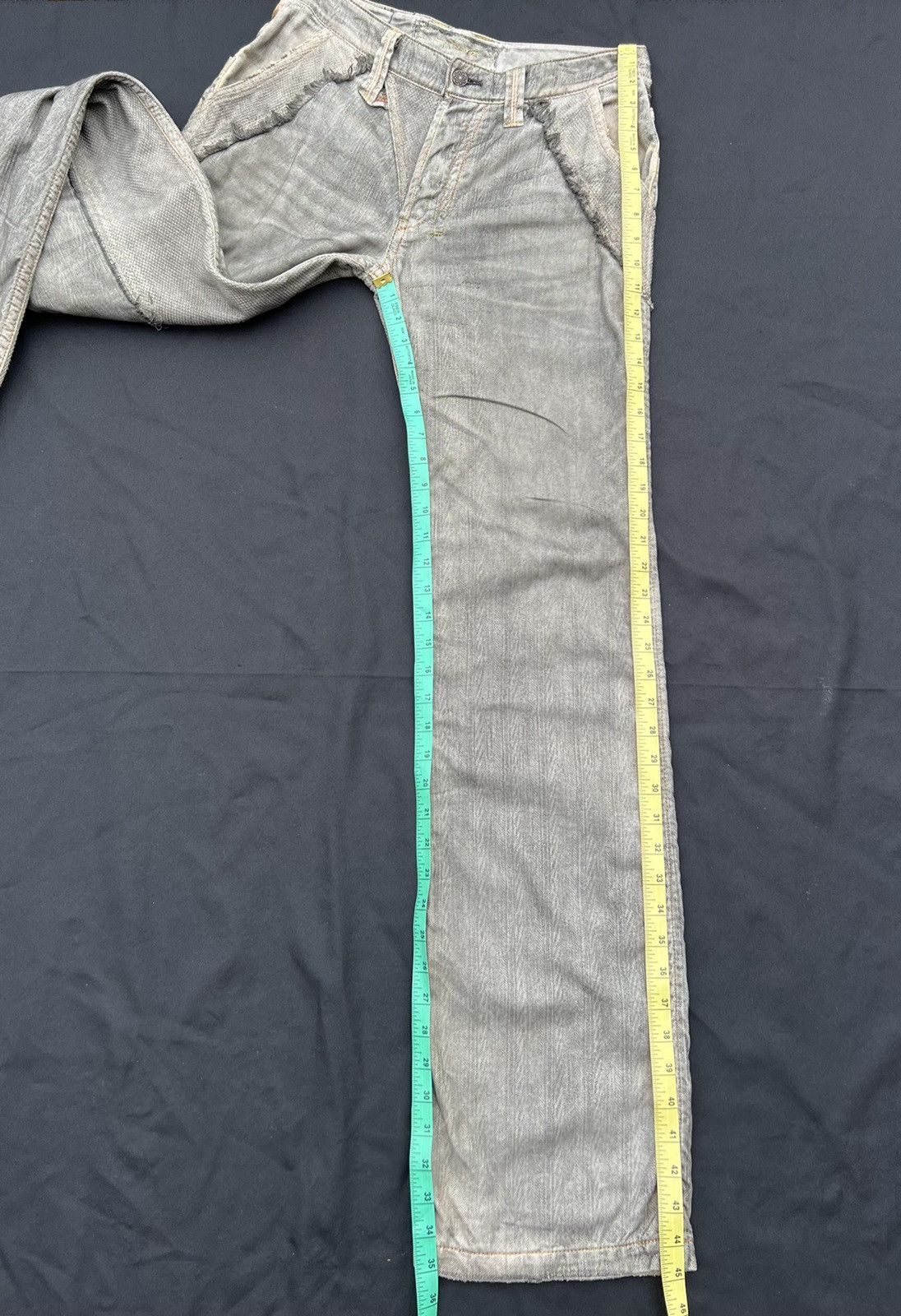 Vintage Mizra Japan Dirty Wash Sashiko Denim Distress Wide Leg Jeans Size US 30 / EU 46 - 4 Thumbnail