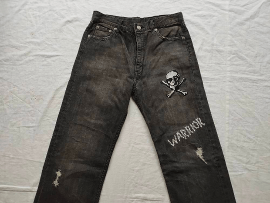Comme des Garcons × Undercover Warriors Distressed Jeans Denim Punk Design Size US 29 - 2 Thumbnail