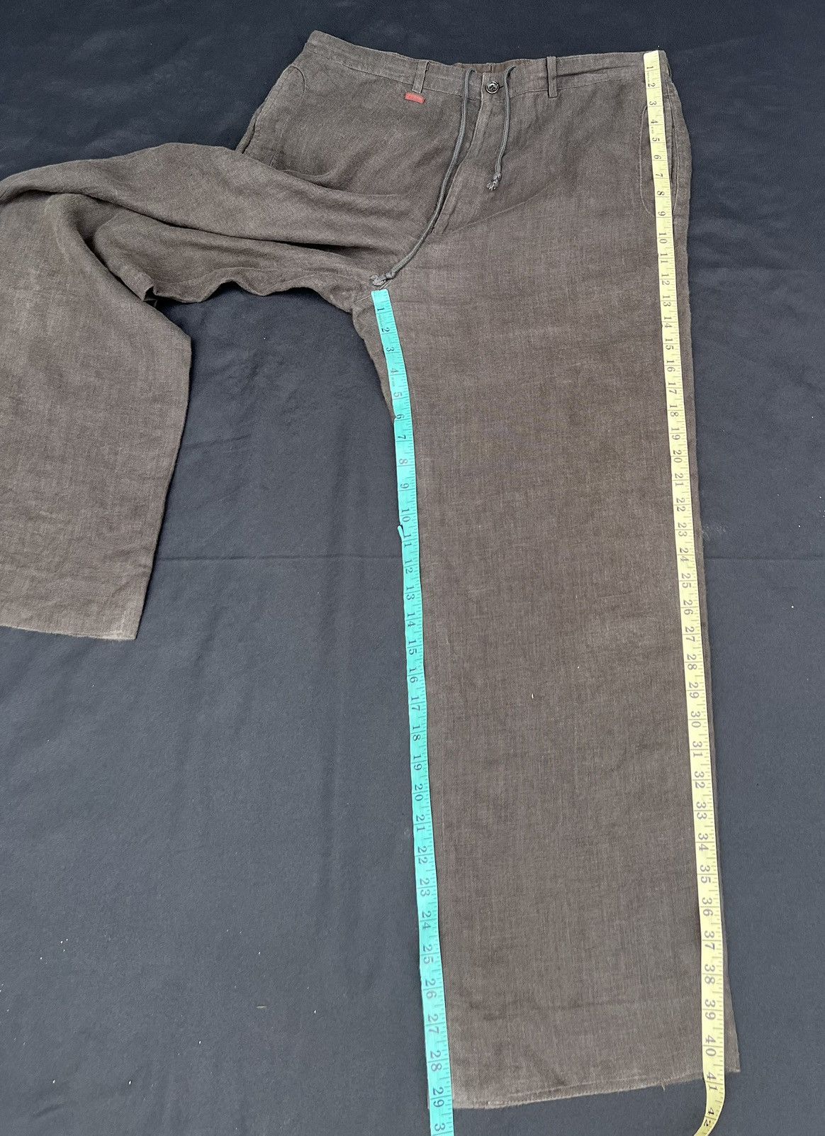 Japanese Brand × Mademoiselle Non Non × Vintage Vintage Papas Japan Baggy Fade Brown 100% Linen Trouser Size US 34 / EU 50 - 23 Thumbnail