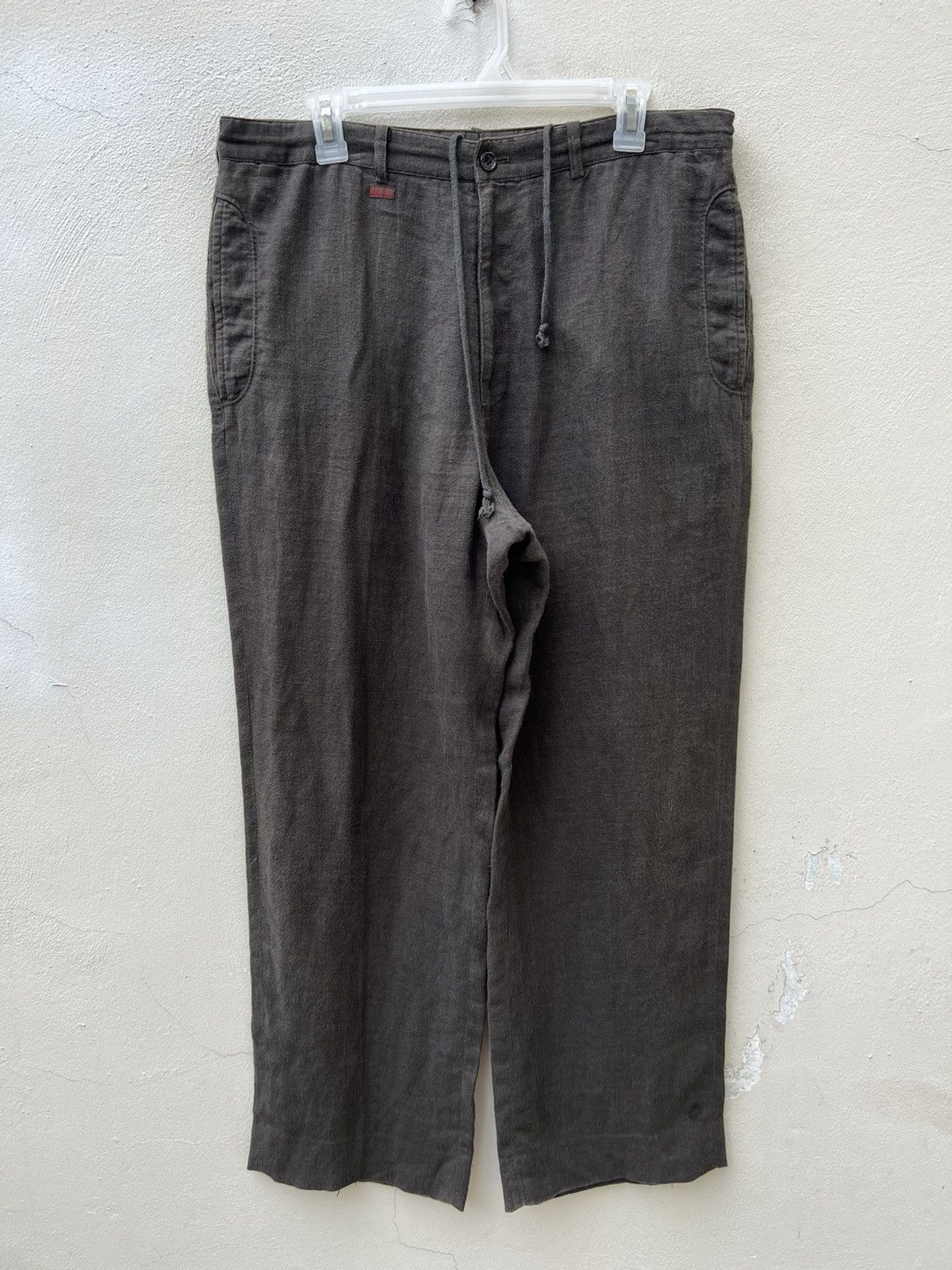 Japanese Brand × Mademoiselle Non Non × Vintage Vintage Papas Japan Baggy Fade Brown 100% Linen Trouser Size US 34 / EU 50 - 1 Thumbnail