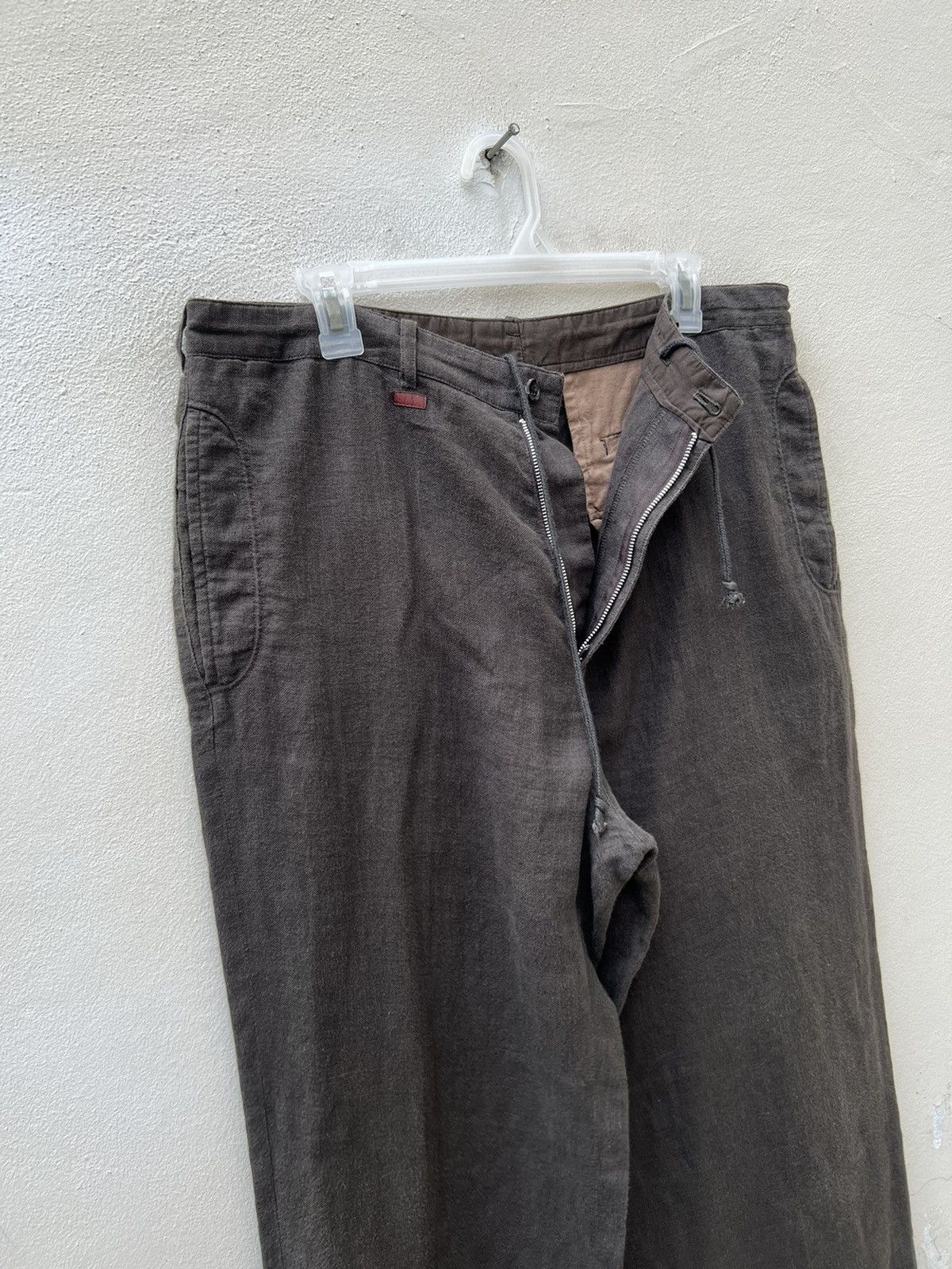 Japanese Brand × Mademoiselle Non Non × Vintage Vintage Papas Japan Baggy Fade Brown 100% Linen Trouser Size US 34 / EU 50 - 4 Thumbnail