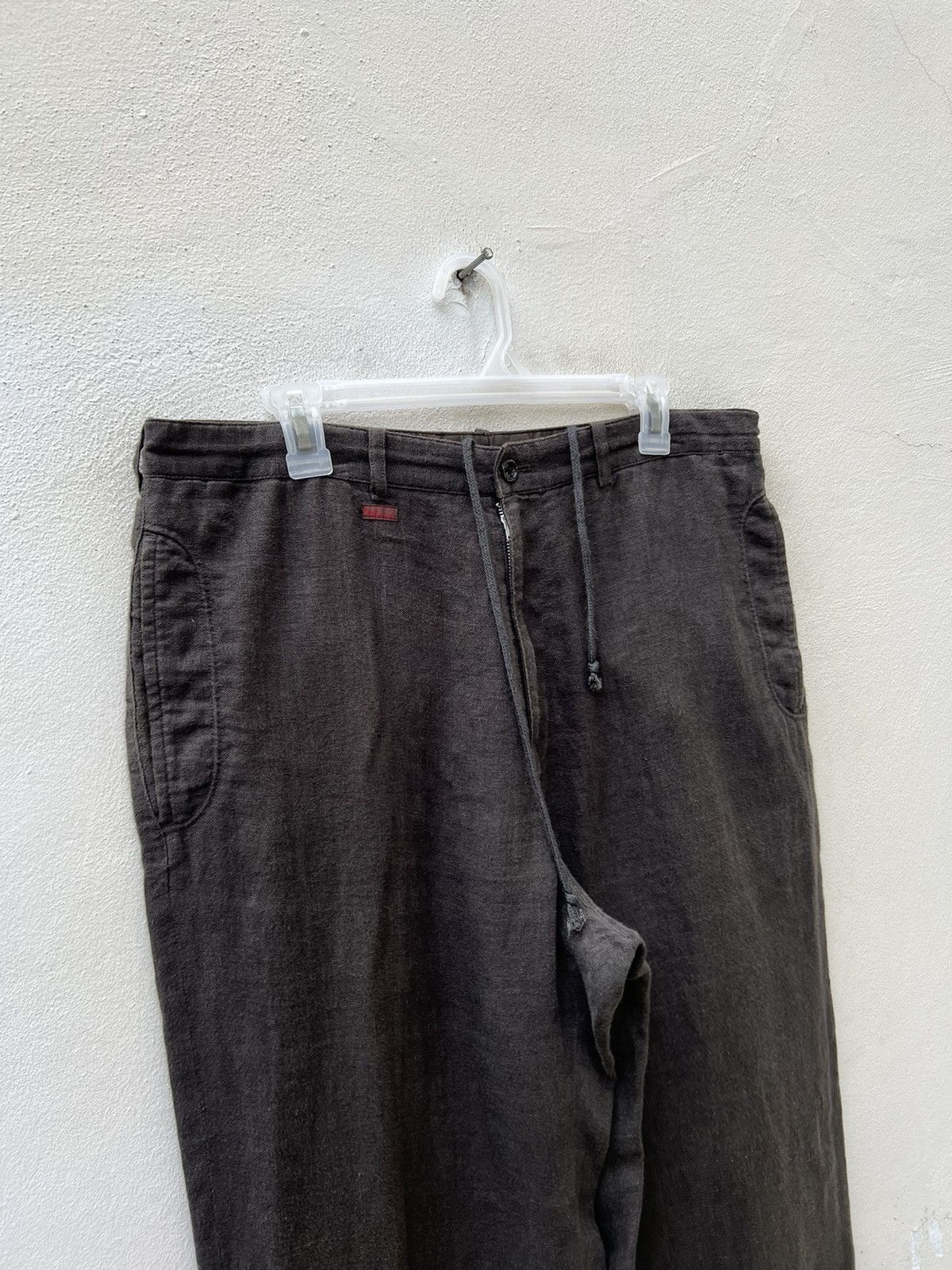 Japanese Brand × Mademoiselle Non Non × Vintage Vintage Papas Japan Baggy Fade Brown 100% Linen Trouser Size US 34 / EU 50 - 2 Thumbnail