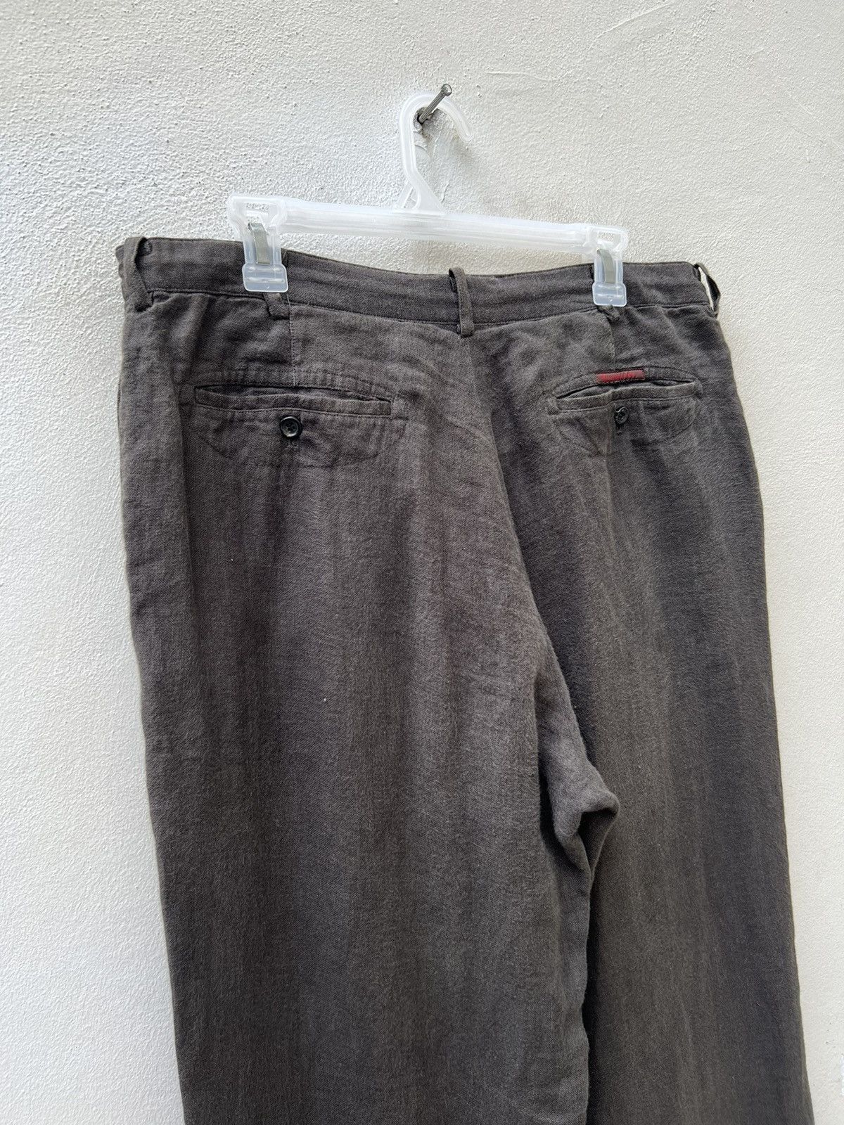 Japanese Brand × Mademoiselle Non Non × Vintage Vintage Papas Japan Baggy Fade Brown 100% Linen Trouser Size US 34 / EU 50 - 10 Thumbnail