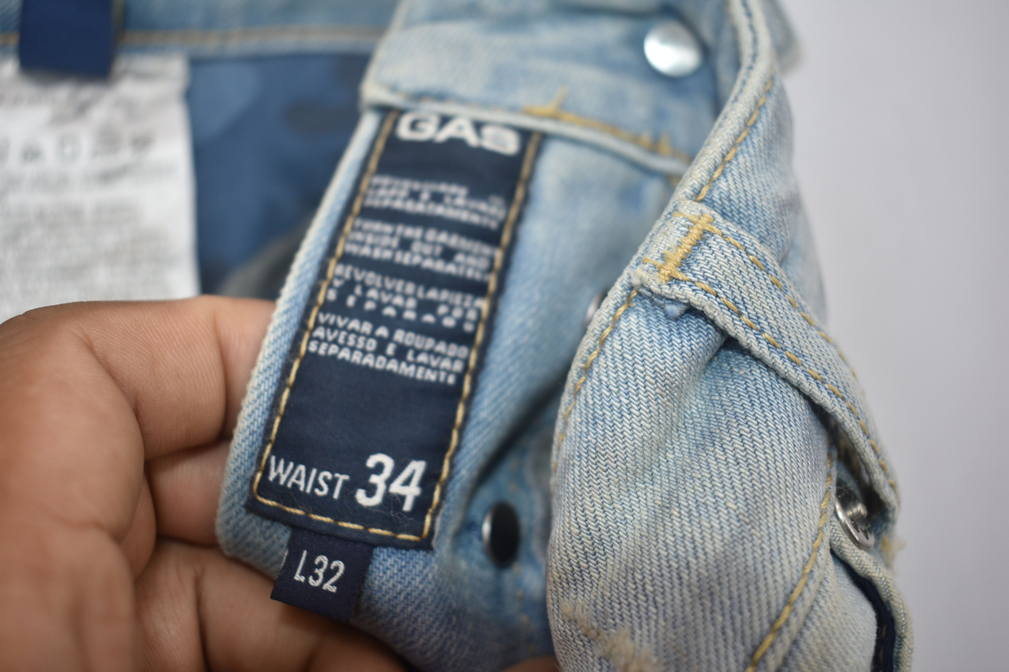 GAS Vintage Gas Jeans Distressed Denim Pants Size US 33 - 7 Thumbnail