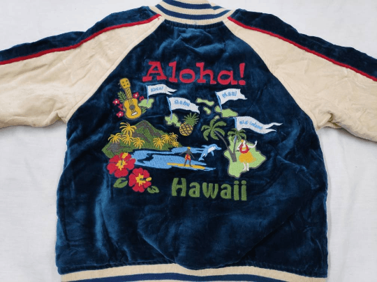 Japanese Brand Sukajan Aloha Hawaii Embroidered Jacket Kids Size US XXS / EU 40 - 2 Thumbnail