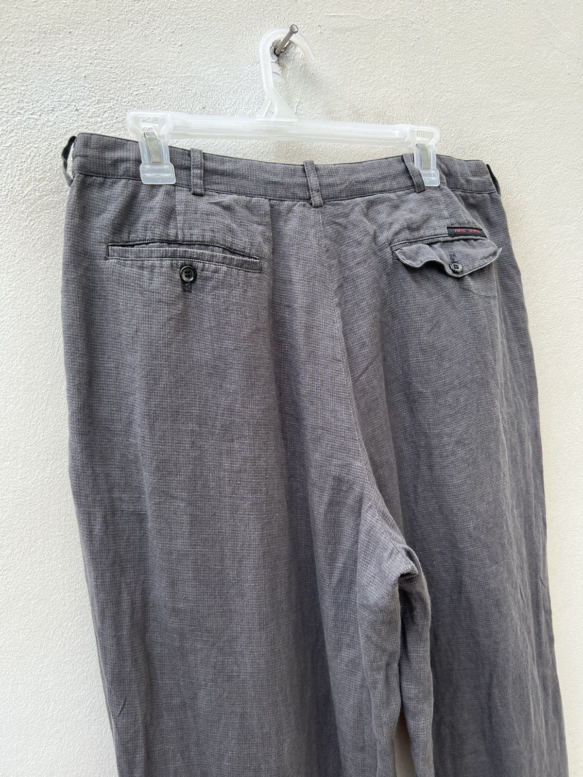 Japanese Brand × Mademoiselle Non Non × Vintage Vintage Papas Japan Fade Checks Grey Linen Baggy Trouser Size US 32 / EU 48 - 10 Thumbnail
