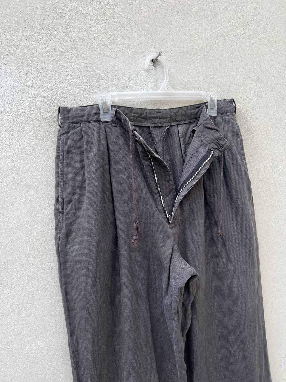 Japanese Brand × Mademoiselle Non Non × Vintage Vintage Papas Japan Fade Checks Grey Linen Baggy Trouser Size US 32 / EU 48 - 3 Thumbnail