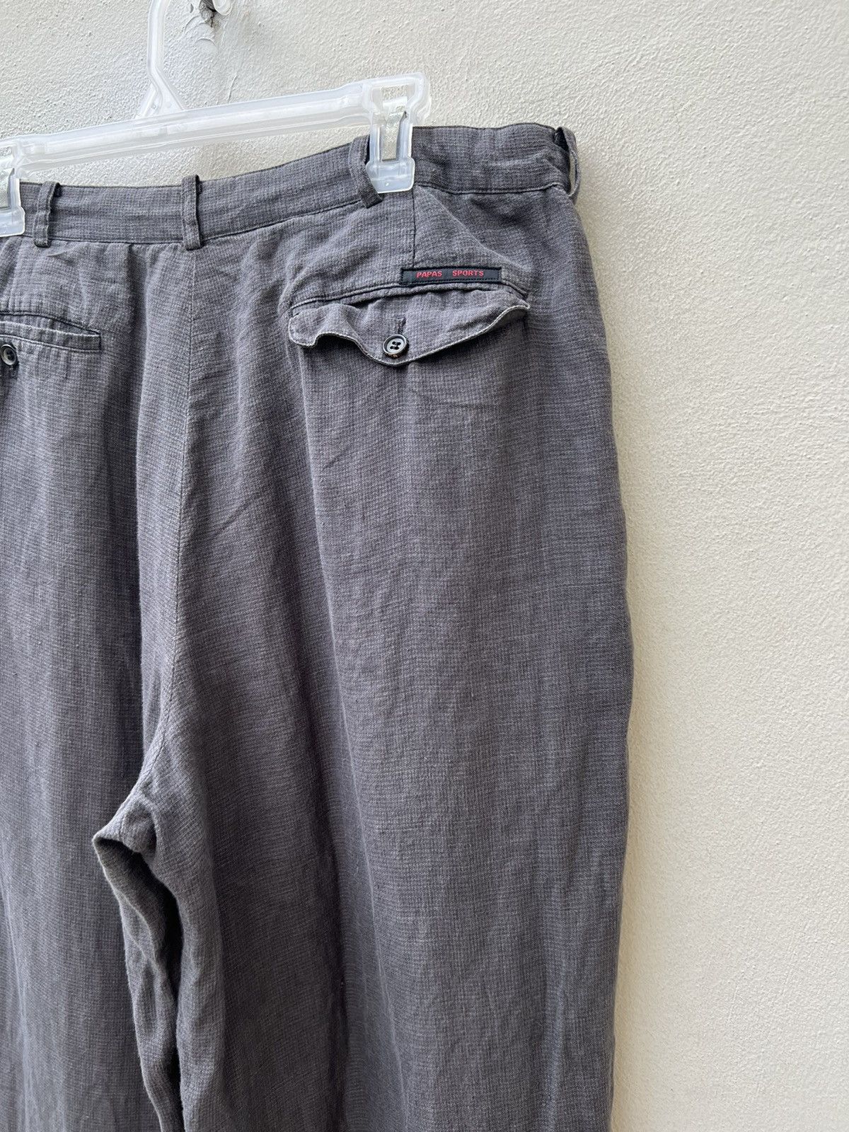 Japanese Brand × Mademoiselle Non Non × Vintage Vintage Papas Japan Fade Checks Grey Linen Baggy Trouser Size US 32 / EU 48 - 13 Thumbnail