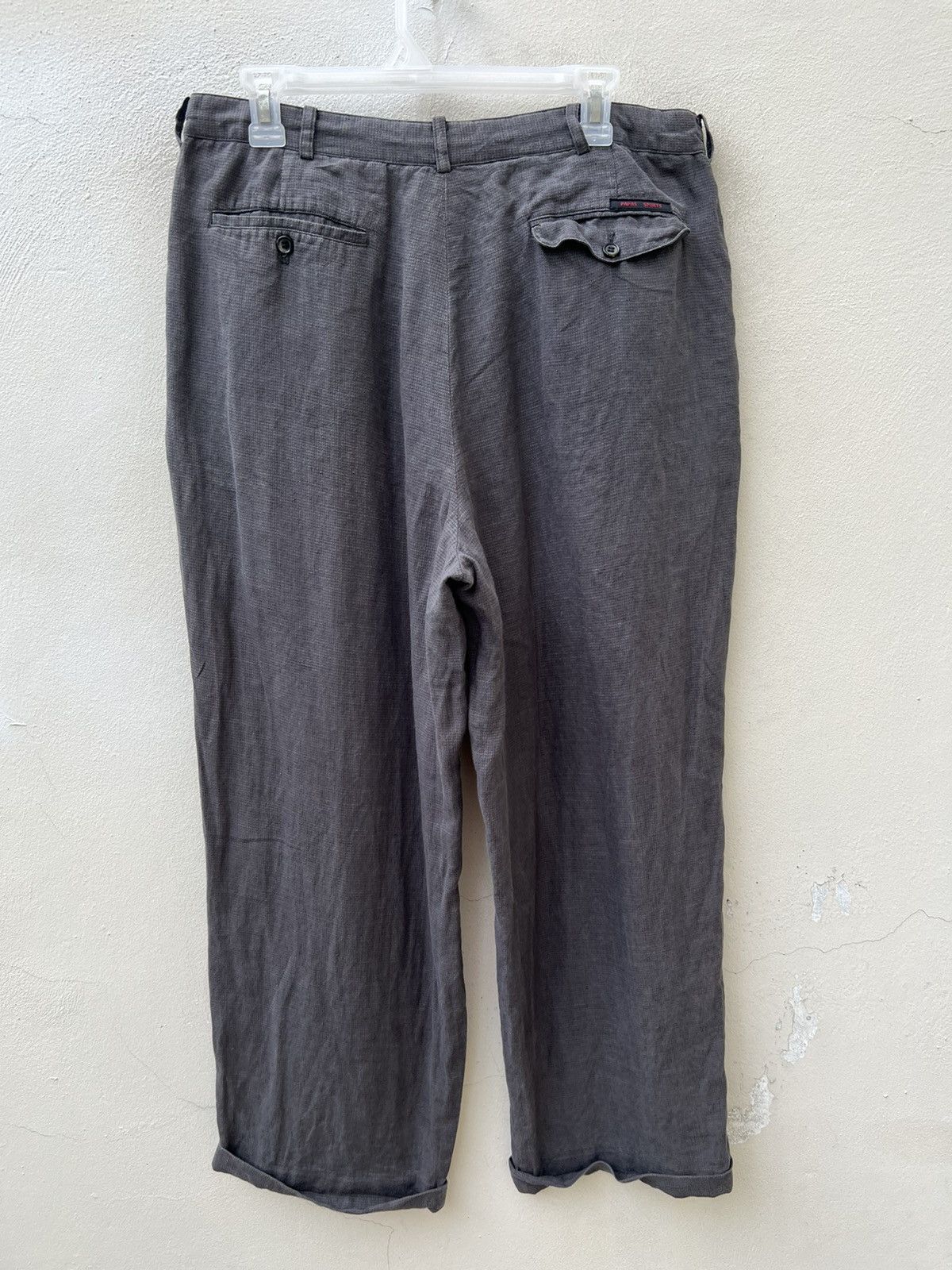 Japanese Brand × Mademoiselle Non Non × Vintage Vintage Papas Japan Fade Checks Grey Linen Baggy Trouser Size US 32 / EU 48 - 9 Thumbnail