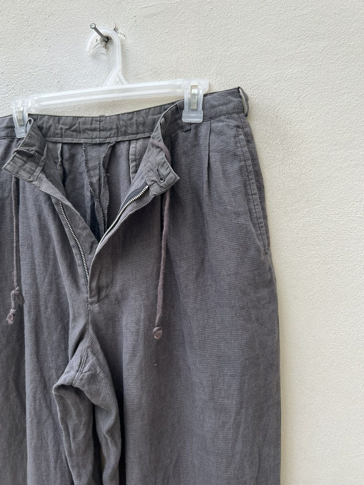 Japanese Brand × Mademoiselle Non Non × Vintage Vintage Papas Japan Fade Checks Grey Linen Baggy Trouser Size US 32 / EU 48 - 6 Thumbnail