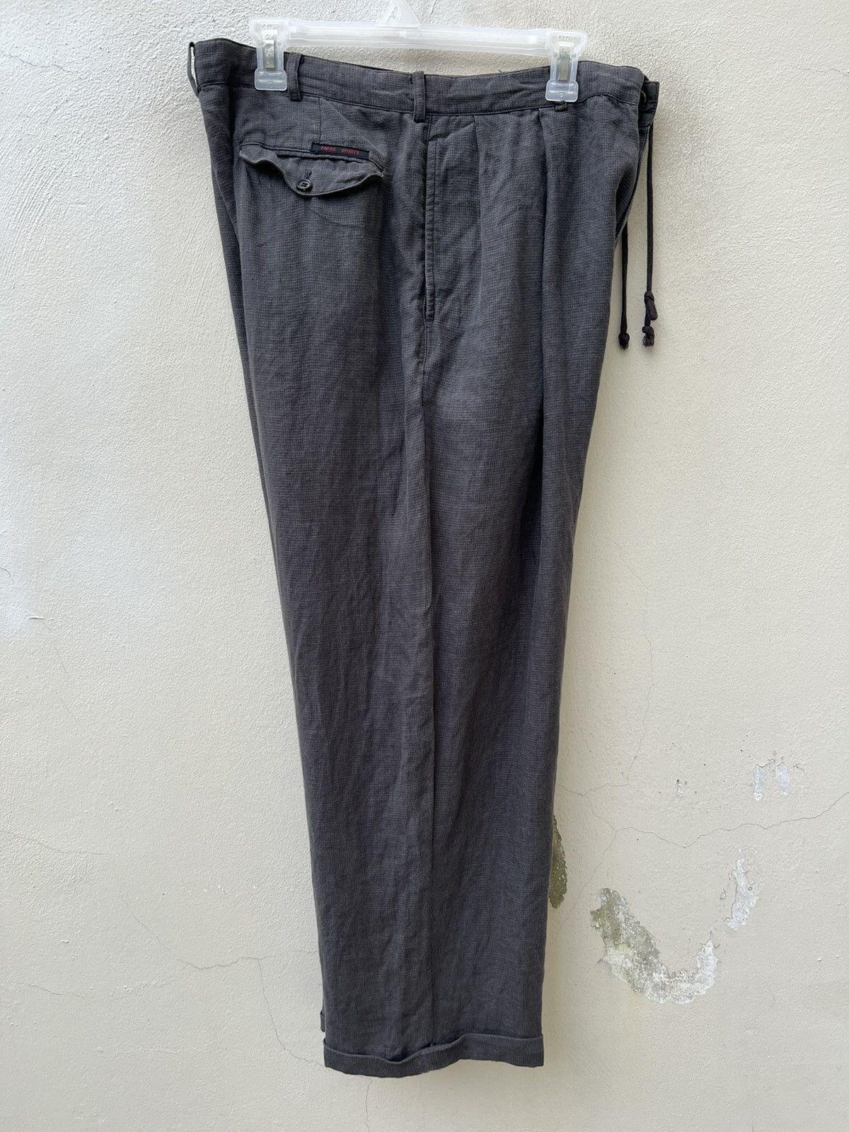 Japanese Brand × Mademoiselle Non Non × Vintage Vintage Papas Japan Fade Checks Grey Linen Baggy Trouser Size US 32 / EU 48 - 16 Thumbnail