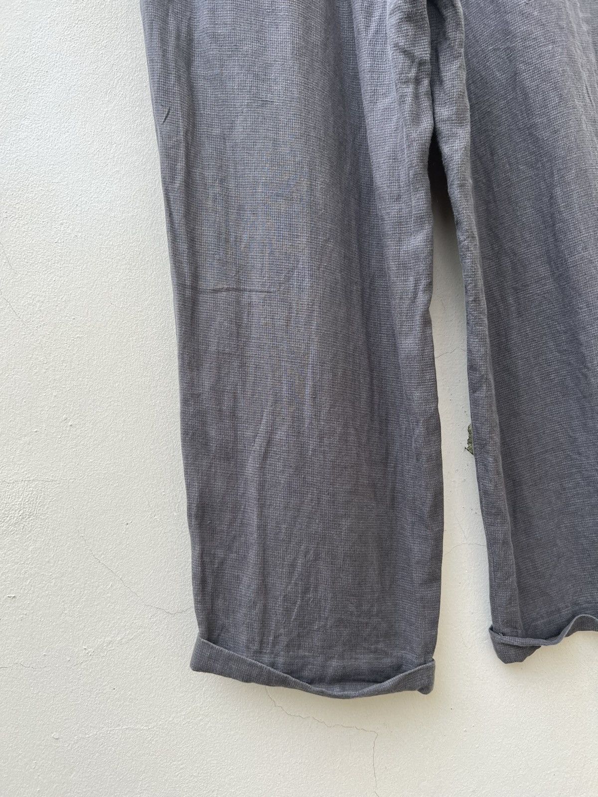 Japanese Brand × Mademoiselle Non Non × Vintage Vintage Papas Japan Fade Checks Grey Linen Baggy Trouser Size US 32 / EU 48 - 12 Thumbnail