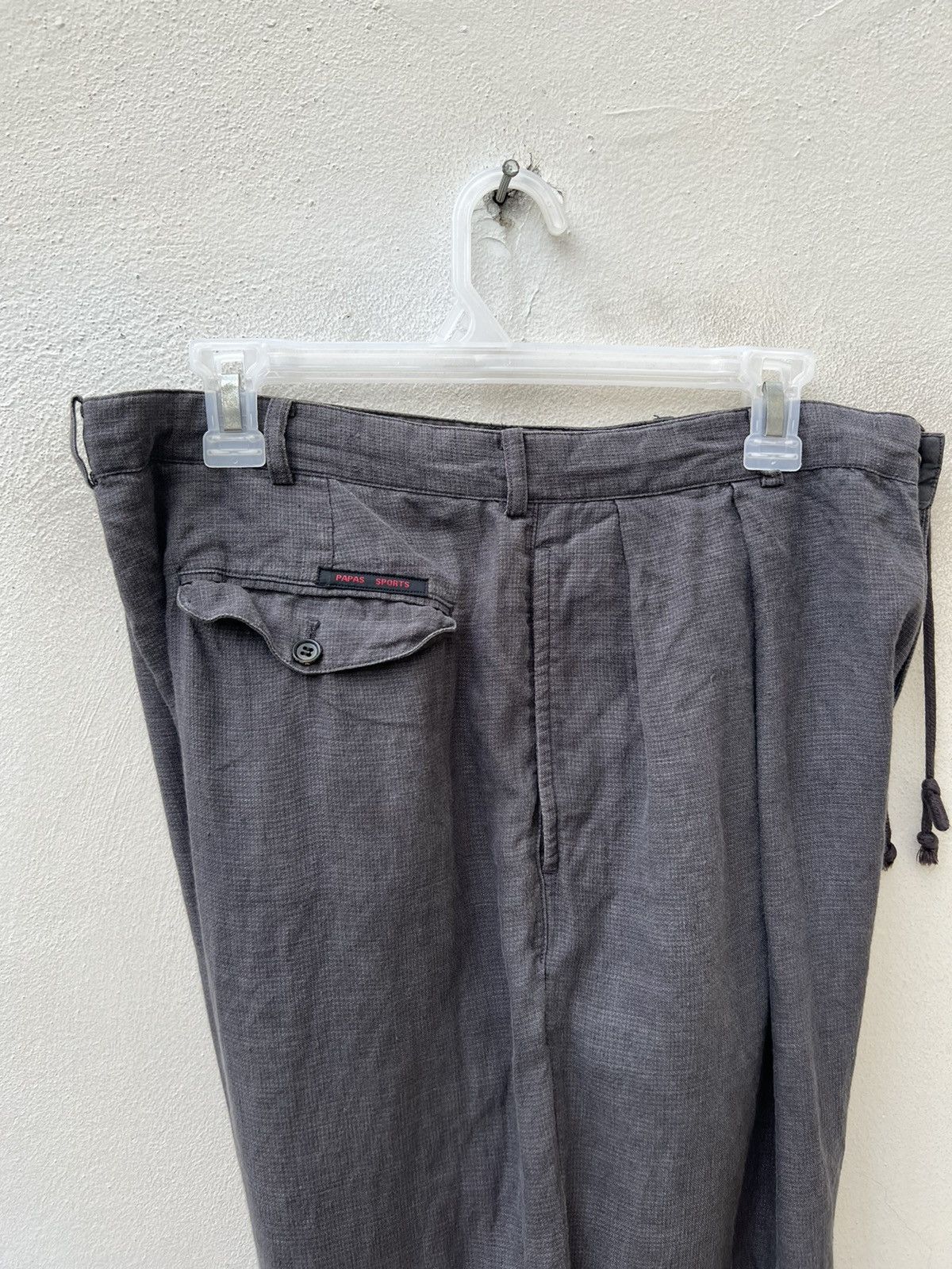 Japanese Brand × Mademoiselle Non Non × Vintage Vintage Papas Japan Fade Checks Grey Linen Baggy Trouser Size US 32 / EU 48 - 17 Thumbnail