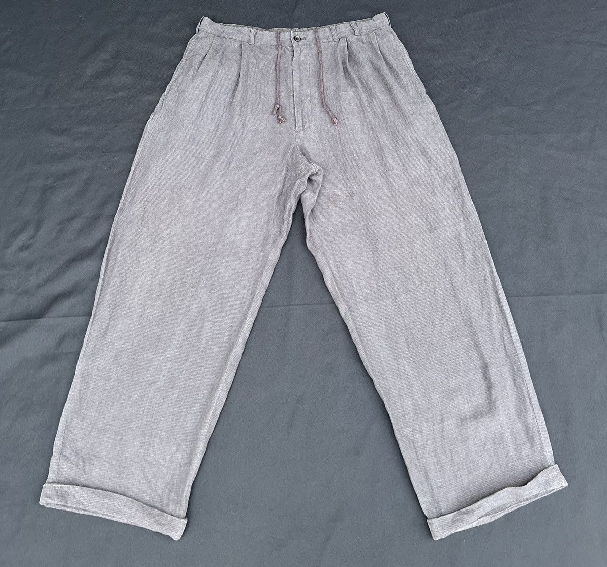 Japanese Brand × Mademoiselle Non Non × Vintage Vintage Papas Japan Fade Checks Grey Linen Baggy Trouser Size US 32 / EU 48 - 21 Thumbnail