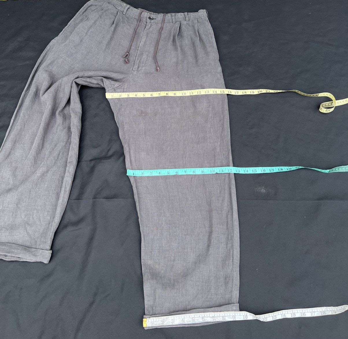 Japanese Brand × Mademoiselle Non Non × Vintage Vintage Papas Japan Fade Checks Grey Linen Baggy Trouser Size US 32 / EU 48 - 23 Thumbnail