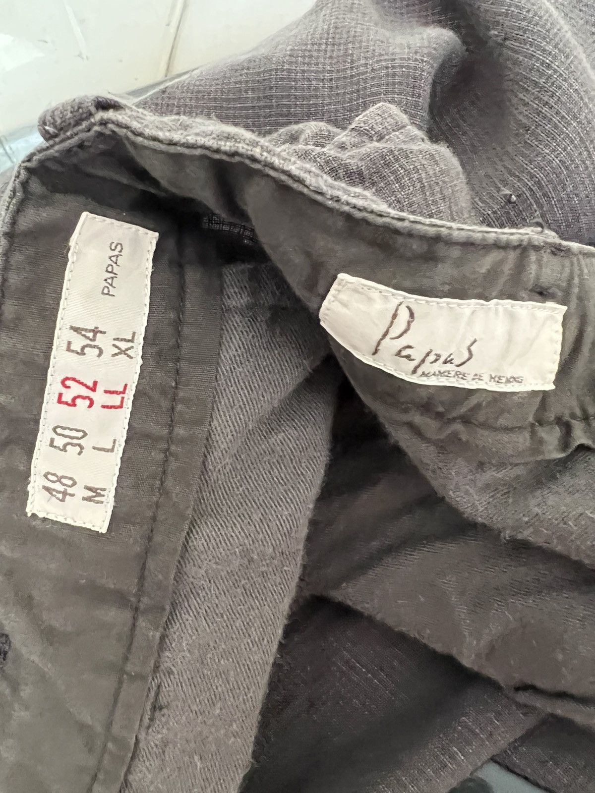 Japanese Brand × Mademoiselle Non Non × Vintage Vintage Papas Japan Fade Checks Grey Linen Baggy Trouser Size US 32 / EU 48 - 18 Thumbnail
