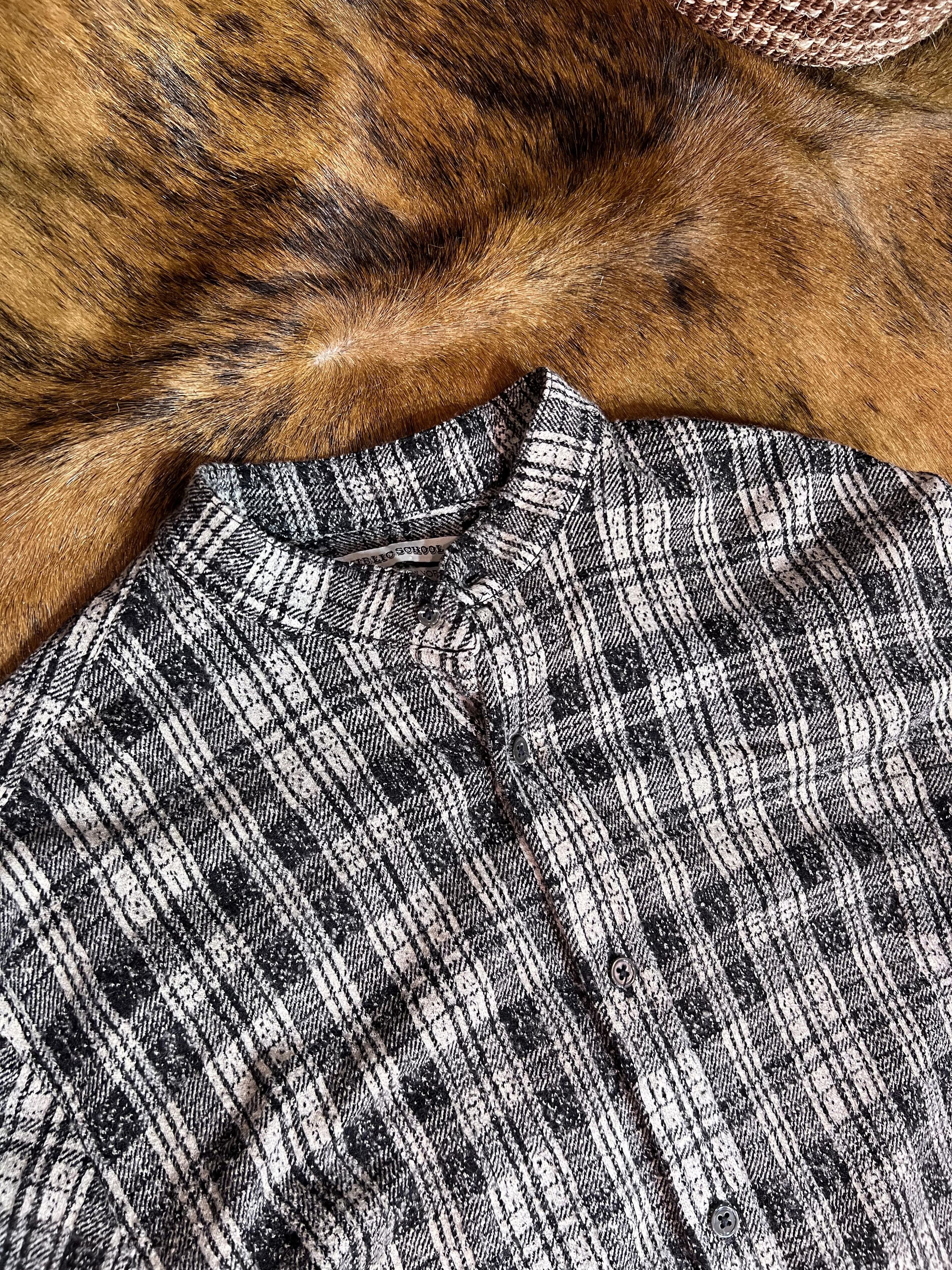 Public School NYC Double Sleeve Flannel, Mandarin Collar