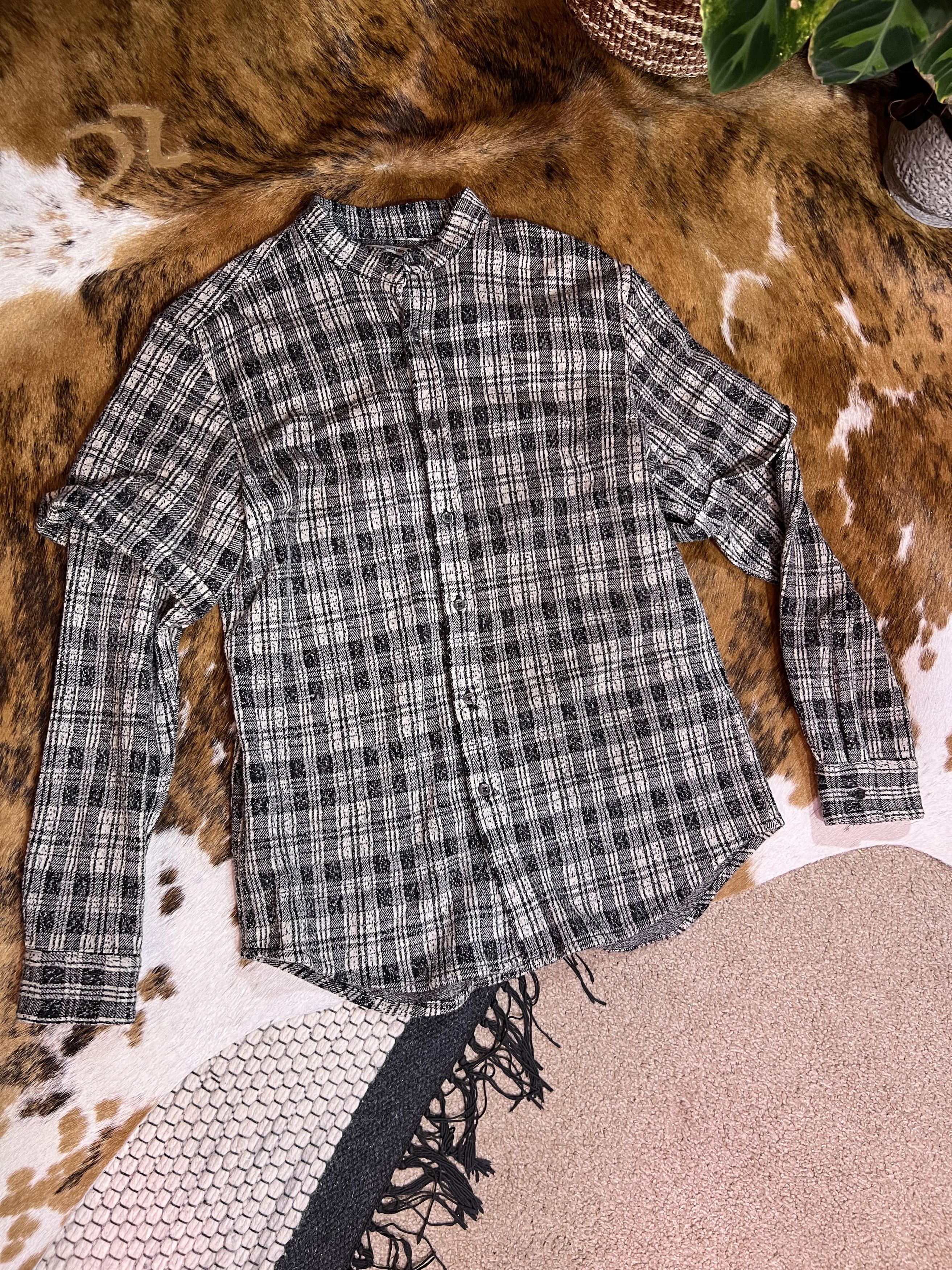 Public School NYC Double Sleeve Flannel, Mandarin Collar