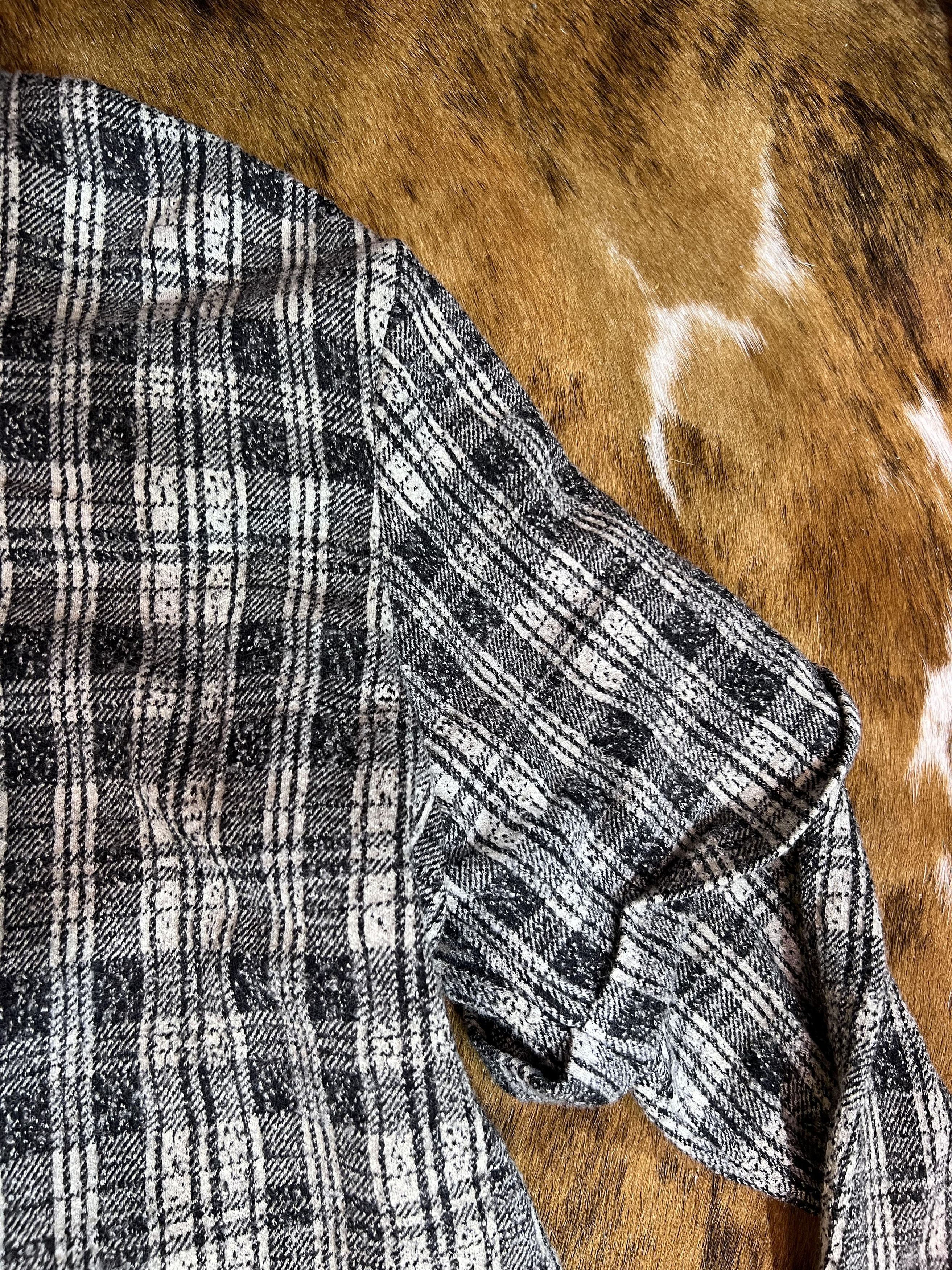 Public School NYC Double Sleeve Flannel, Mandarin Collar