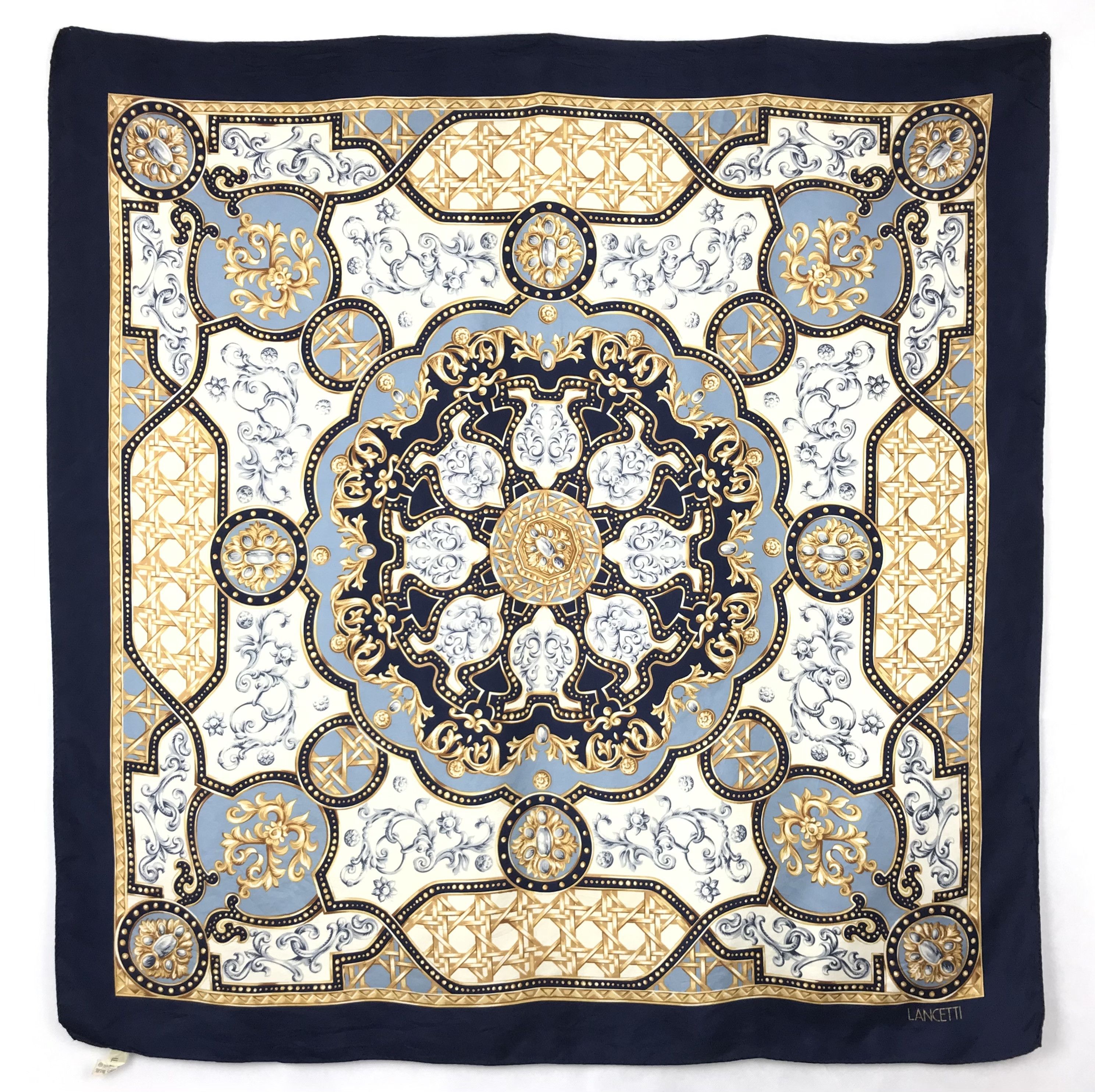 LM802 LANCETTI MILANO Vintage Women Silk Scarf Scarves