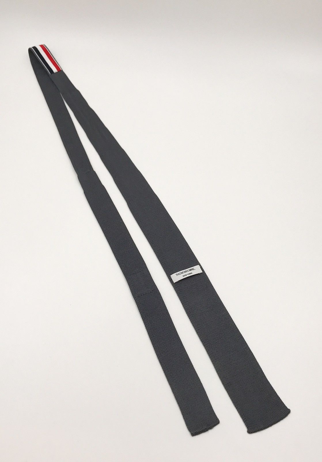 Thom Browne Thom Browne Grey Knit Tie Size ONE SIZE - 4 Thumbnail