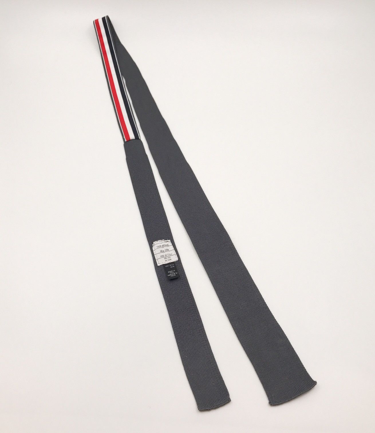 Thom Browne Thom Browne Grey Knit Tie Size ONE SIZE - 1 Thumbnail