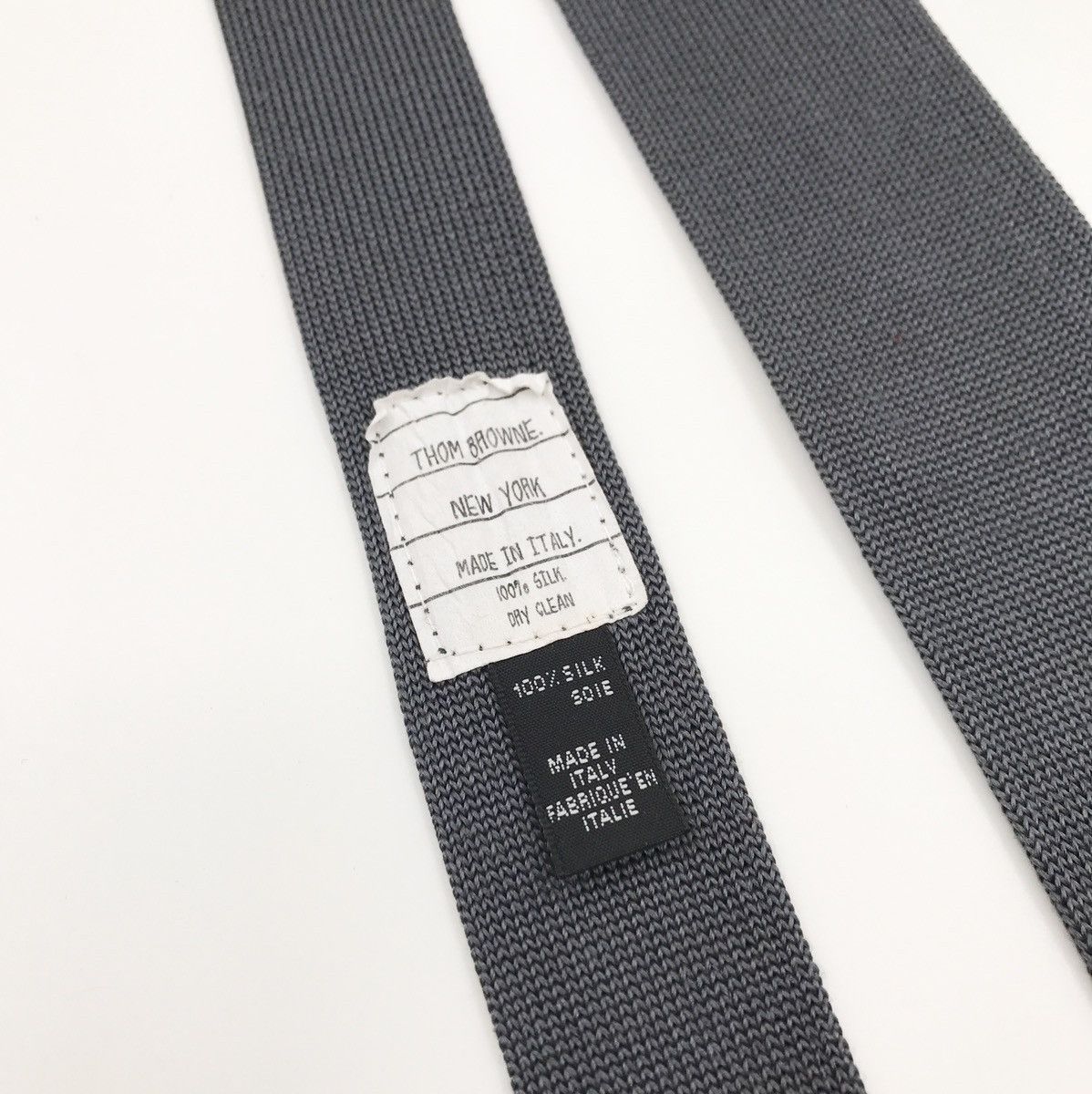 Thom Browne Thom Browne Grey Knit Tie Size ONE SIZE - 3 Thumbnail