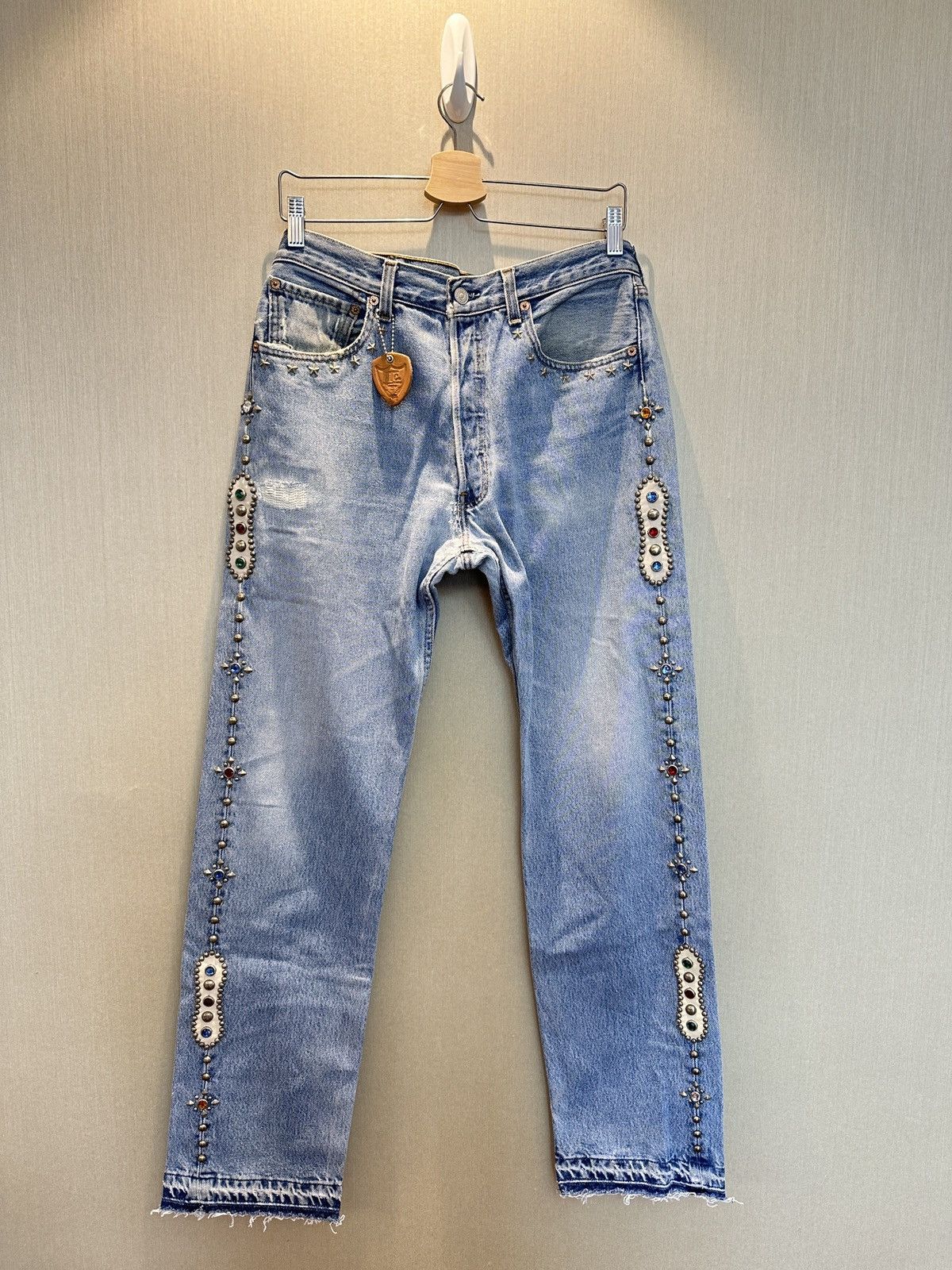 image of HTC Hollywood Trading Company x Levis Htc Irregular Humble Gemstone Studded Vintage Levi’S Jeans in