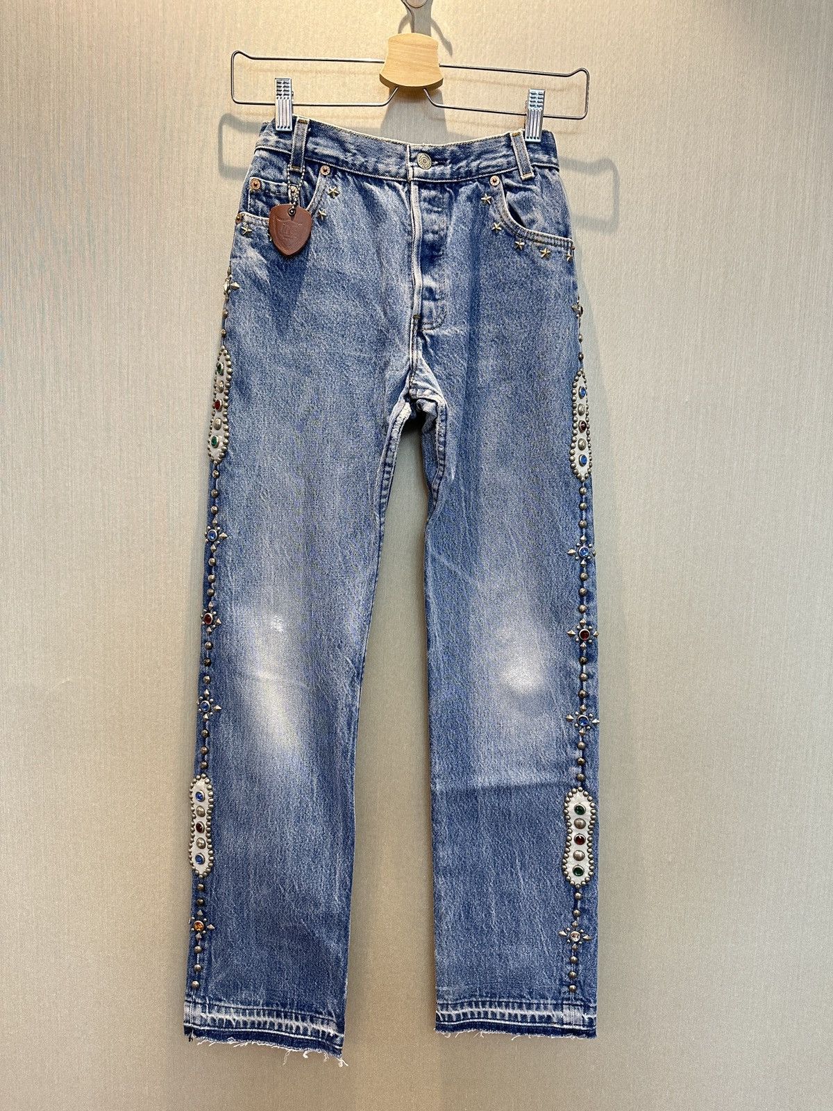 Hollywood Trading Company HTC IrregulaR HUMBLE Gemstone Studded Vintage Levi’s Jeans Size 25" / US 0 / IT 36 - 1 Thumbnail