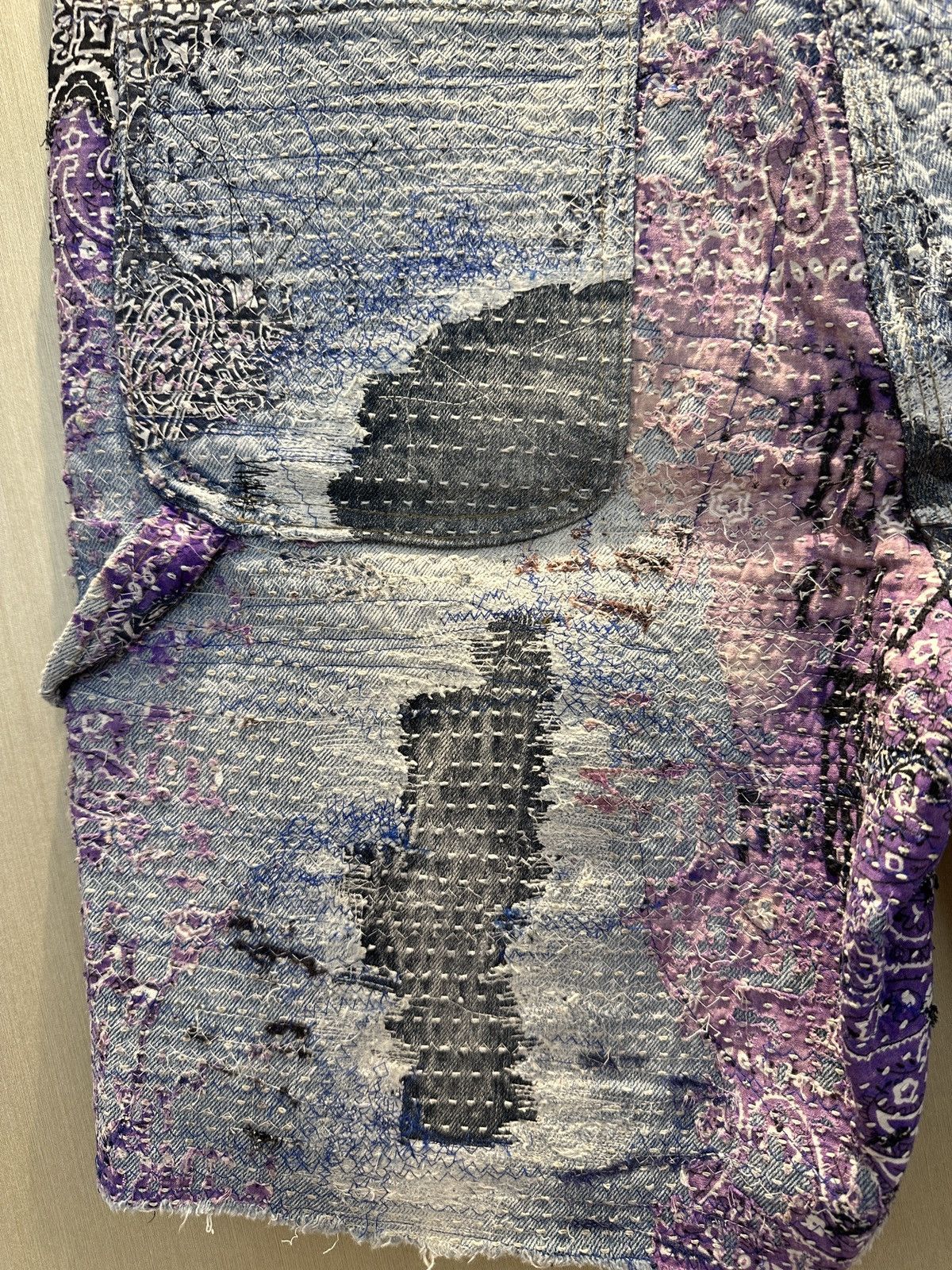 Japanese Brand HUMBLE HUMBOROS Bandana Distressed Sashiko Boro Shorts Size US 36 / EU 52 - 8 Thumbnail