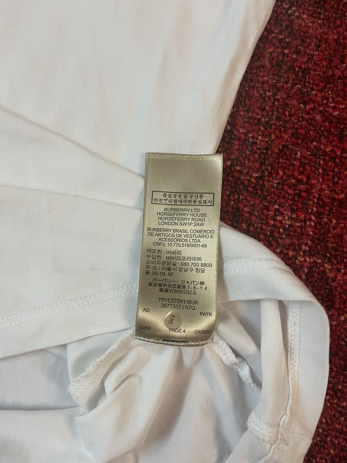 Burberry Burberry tartan sleeves white t-shirt Size L / US 10 / IT 46 - 7 Thumbnail
