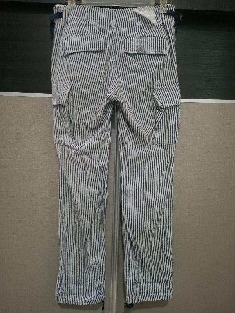 Japanese Brand Act Chive Lure by Redark Hickory‑Stripe Cargo Pants W30 L39 Size US 30 / EU 46 - 3 Thumbnail