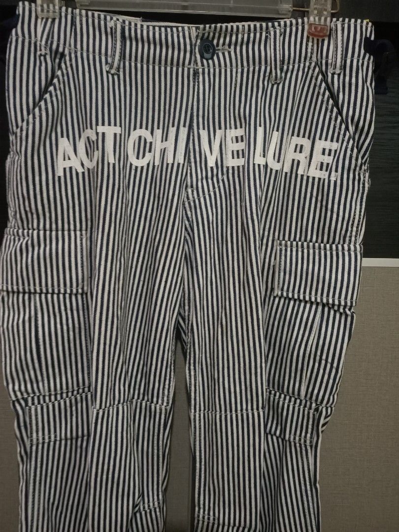 Japanese Brand Act Chive Lure by Redark Hickory‑Stripe Cargo Pants W30 L39 Size US 30 / EU 46 - 2 Thumbnail