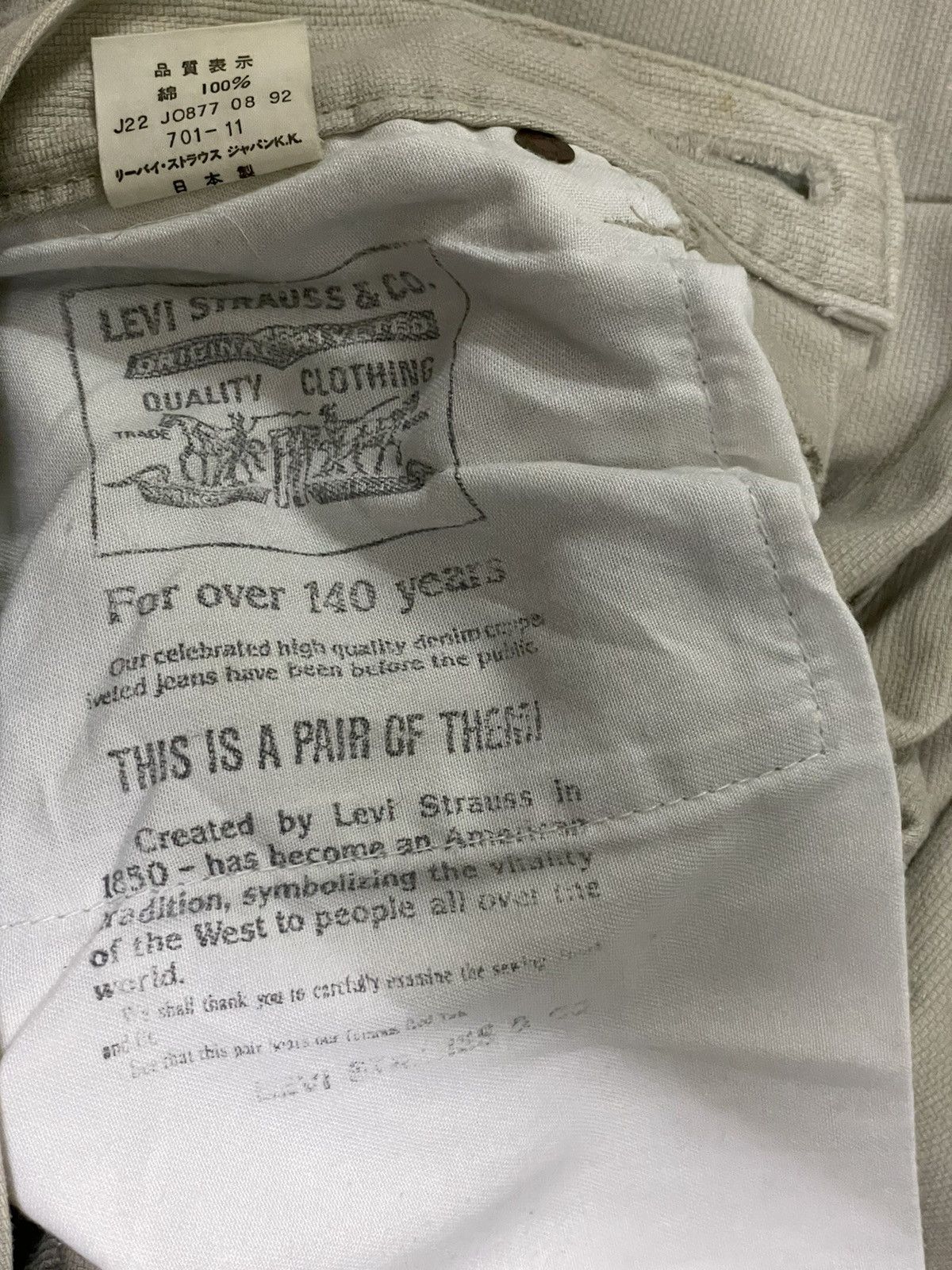 Levi's × Levi's Vintage Clothing × Vintage Vintage Levis 701 Big E White Tag Bucket Size US 28 / EU 44 - 12 Thumbnail