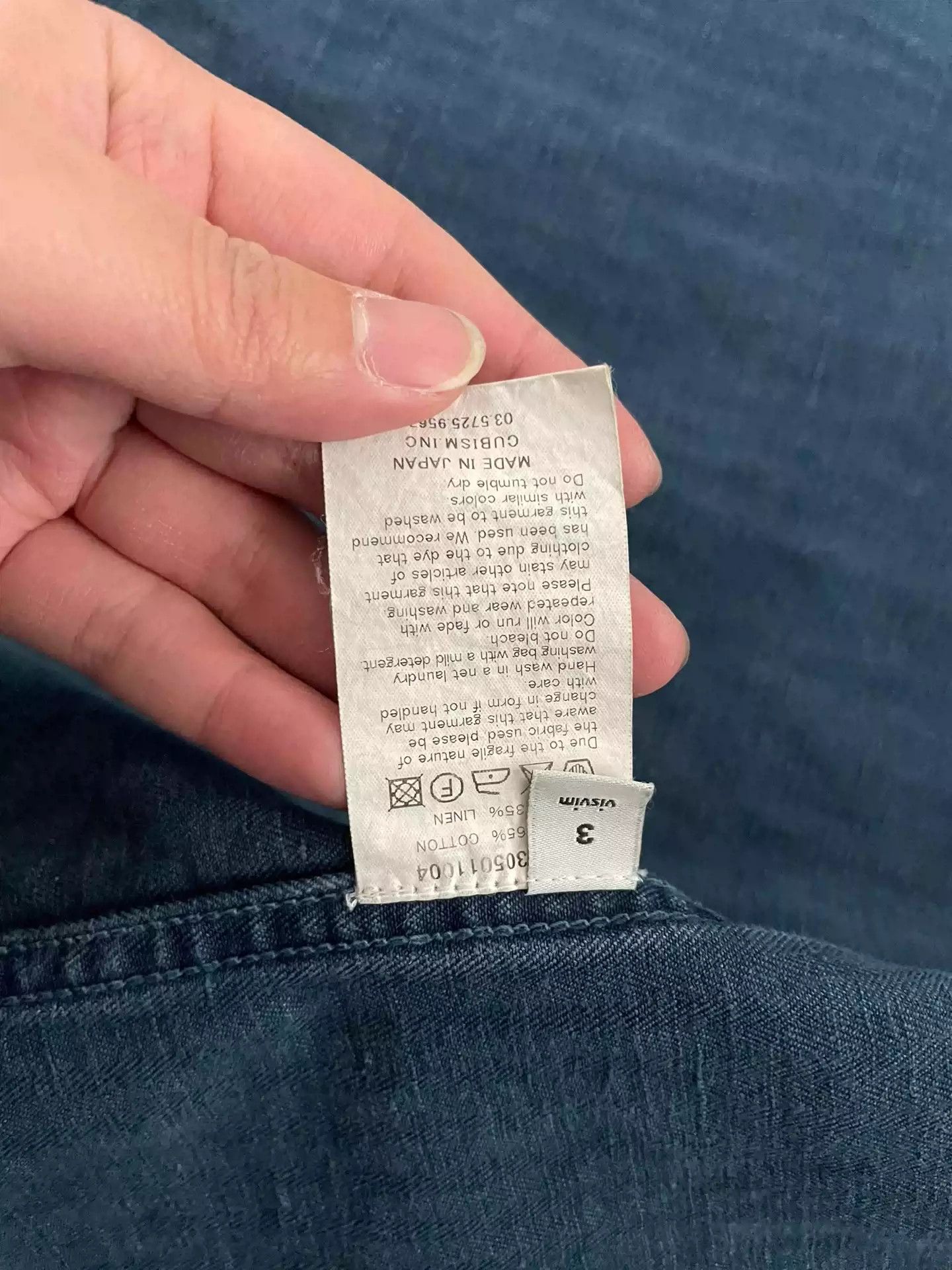 Visvim indigo shirt size 3