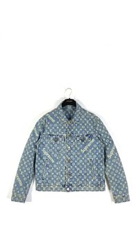 LOUIS VUITTON x Supreme Denim Baseball Shirt Blue Size XXS Auth ak158