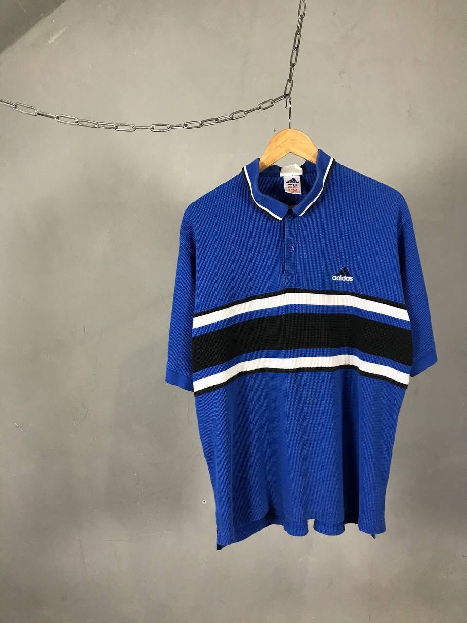 Adidas vintage sportwear blue polo tee
