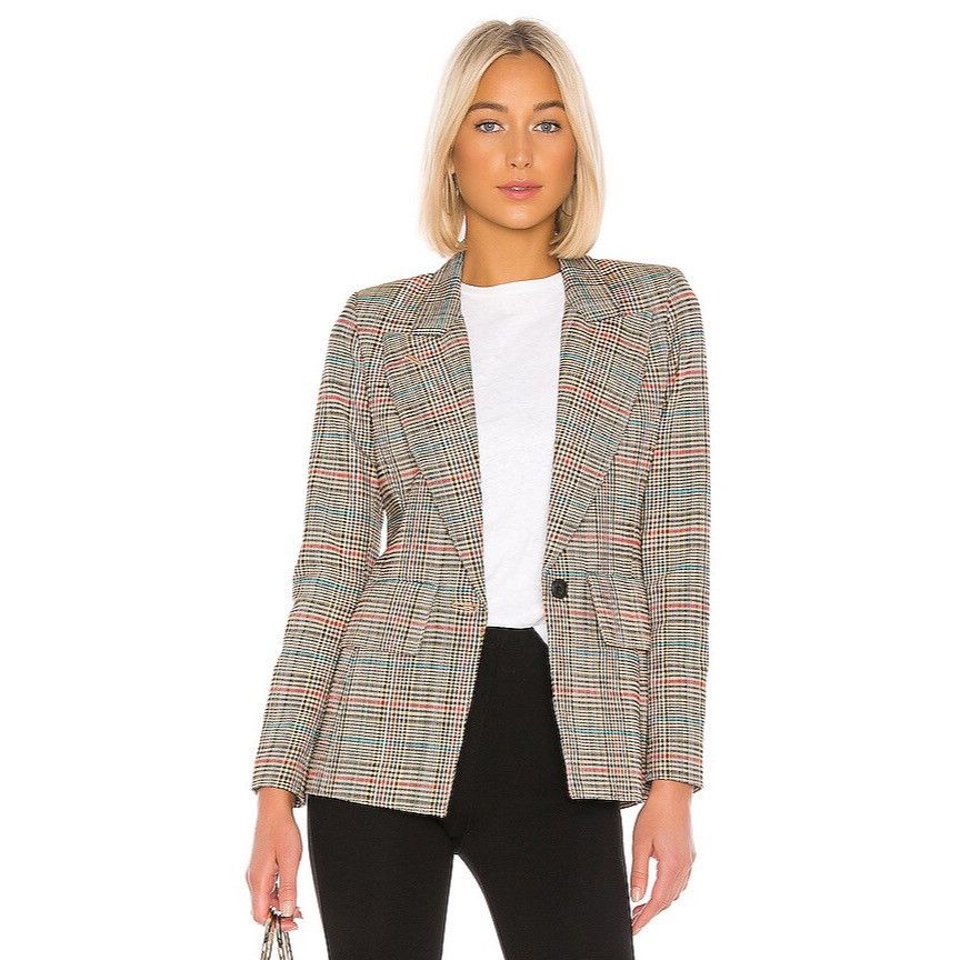 Smythe Multi Glen Check Tan Cotton Blend Lounge Blazer