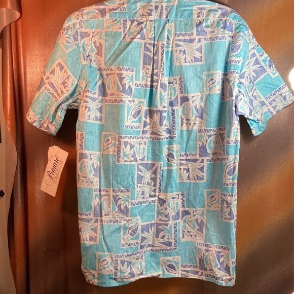Vintage 80’s Pomare Hilo Hattie Hawaiian Shirt Blue Size M