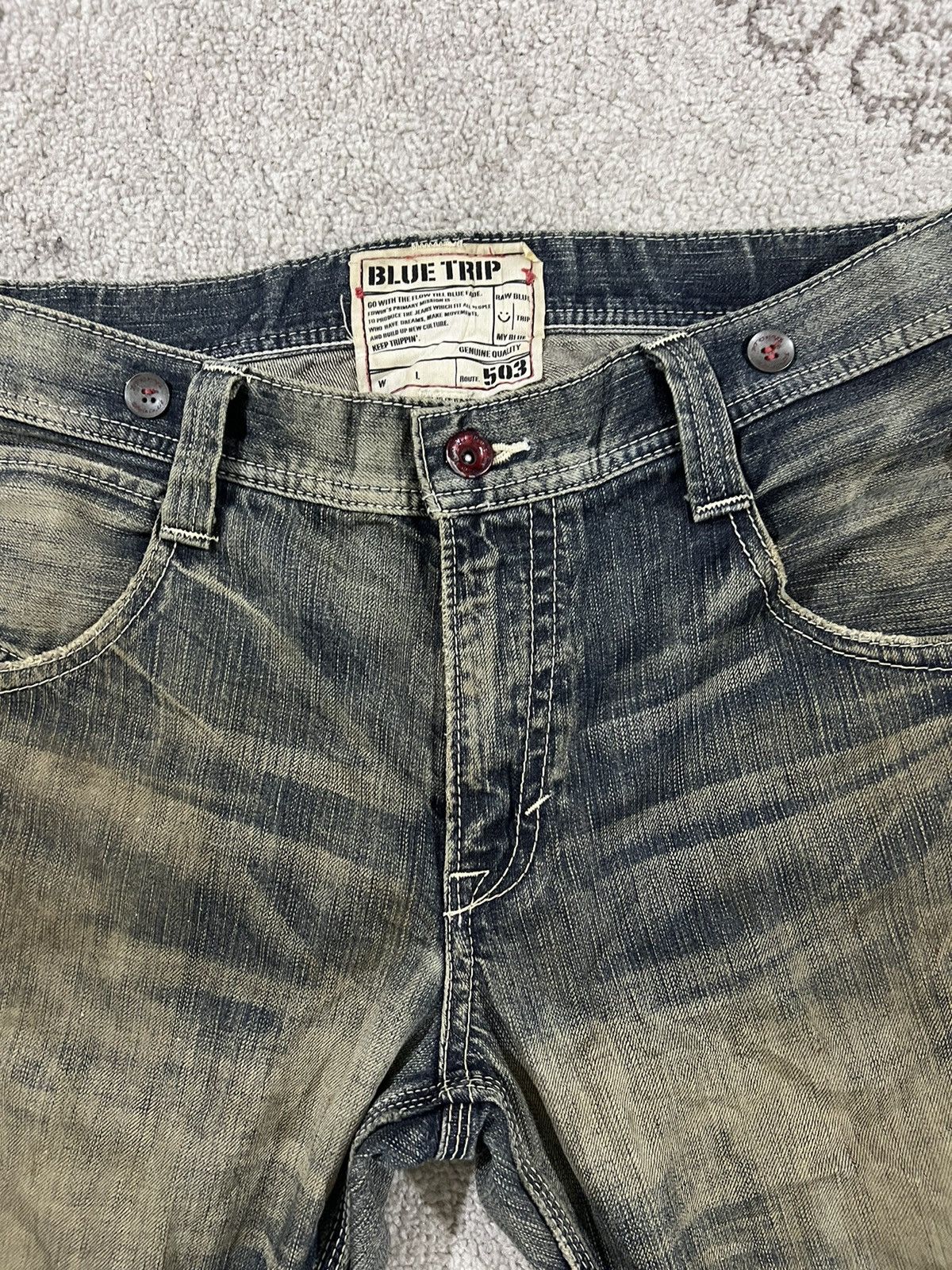 Edwin × Japanese Brand × Vintage Vintage Distressed Edwin 503 Blue trip jeans Size US 36 / EU 52 - 3 Thumbnail
