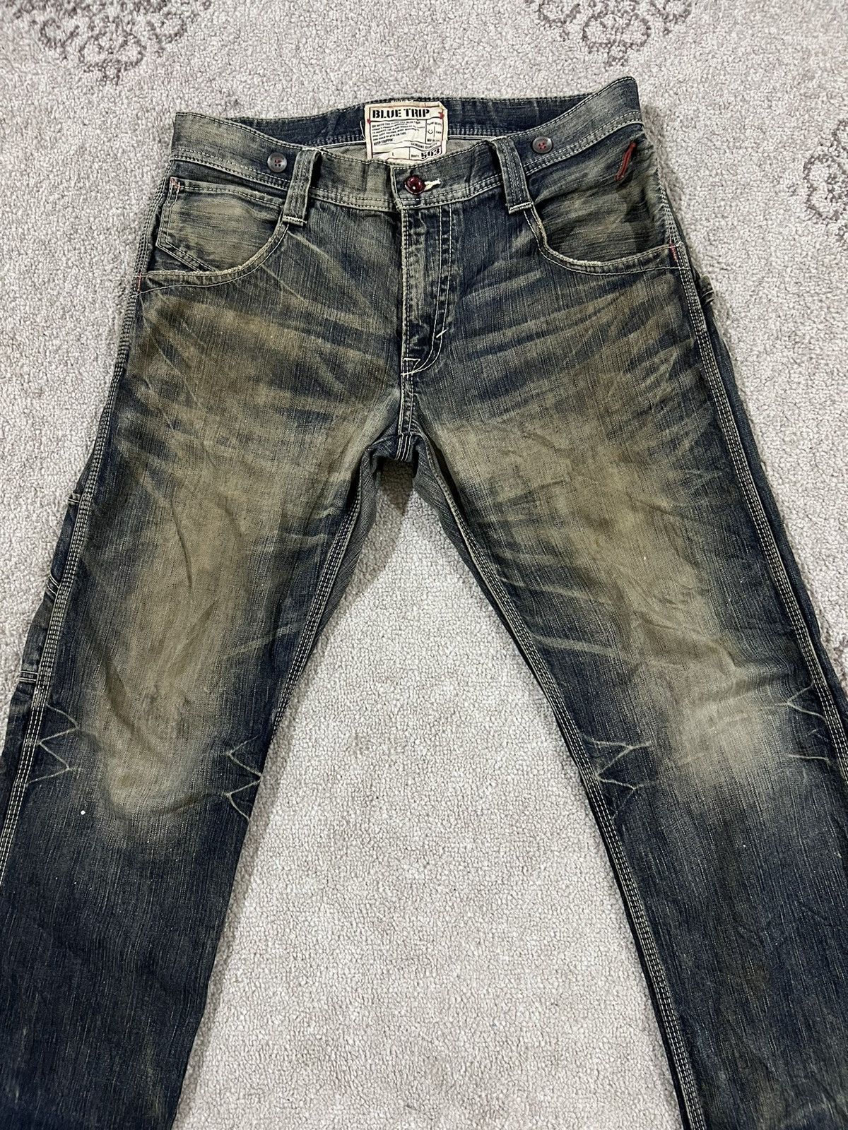 Edwin × Japanese Brand × Vintage Vintage Distressed Edwin 503 Blue trip jeans Size US 36 / EU 52 - 2 Thumbnail