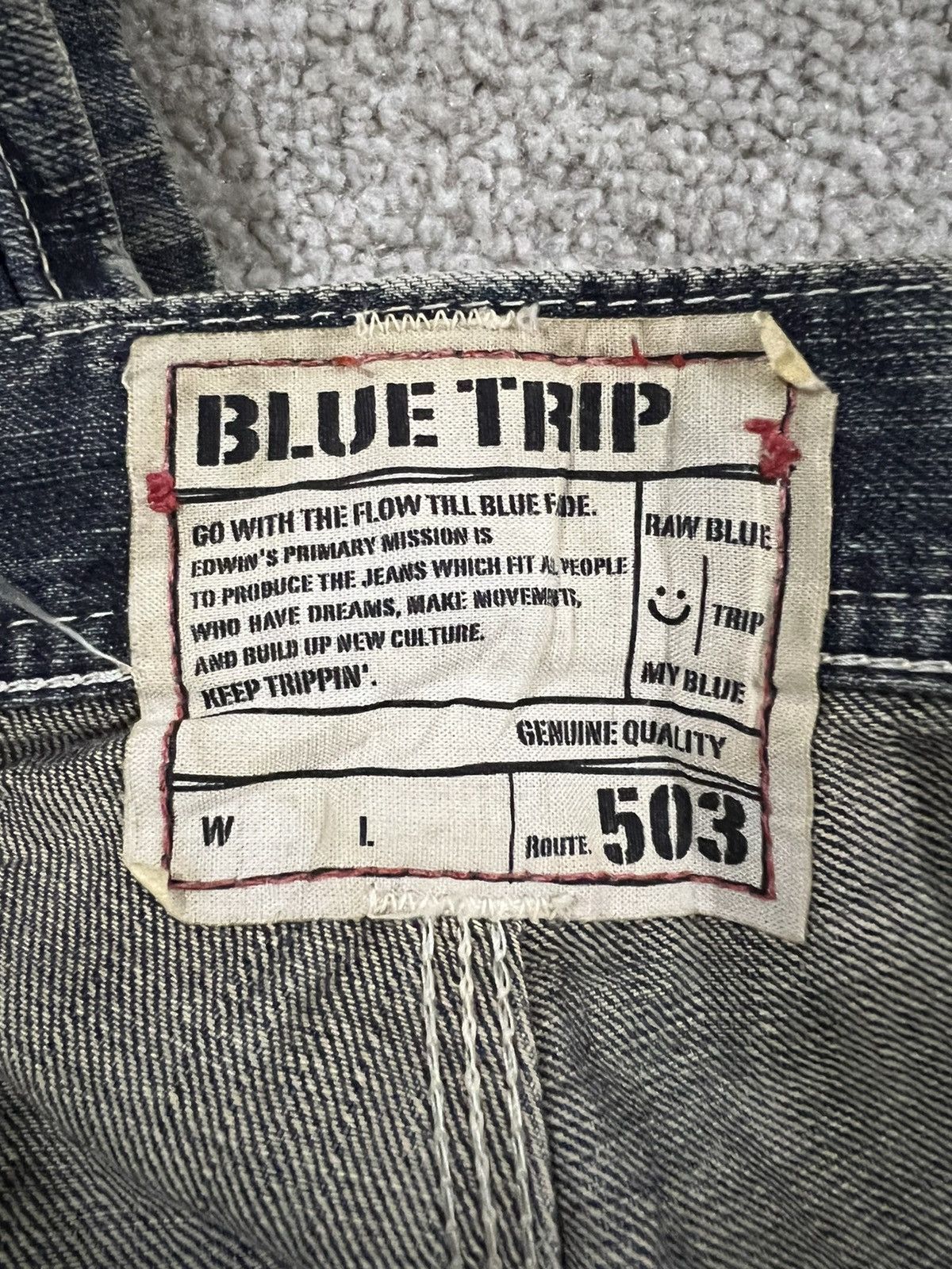 Edwin × Japanese Brand × Vintage Vintage Distressed Edwin 503 Blue trip jeans Size US 36 / EU 52 - 9 Thumbnail